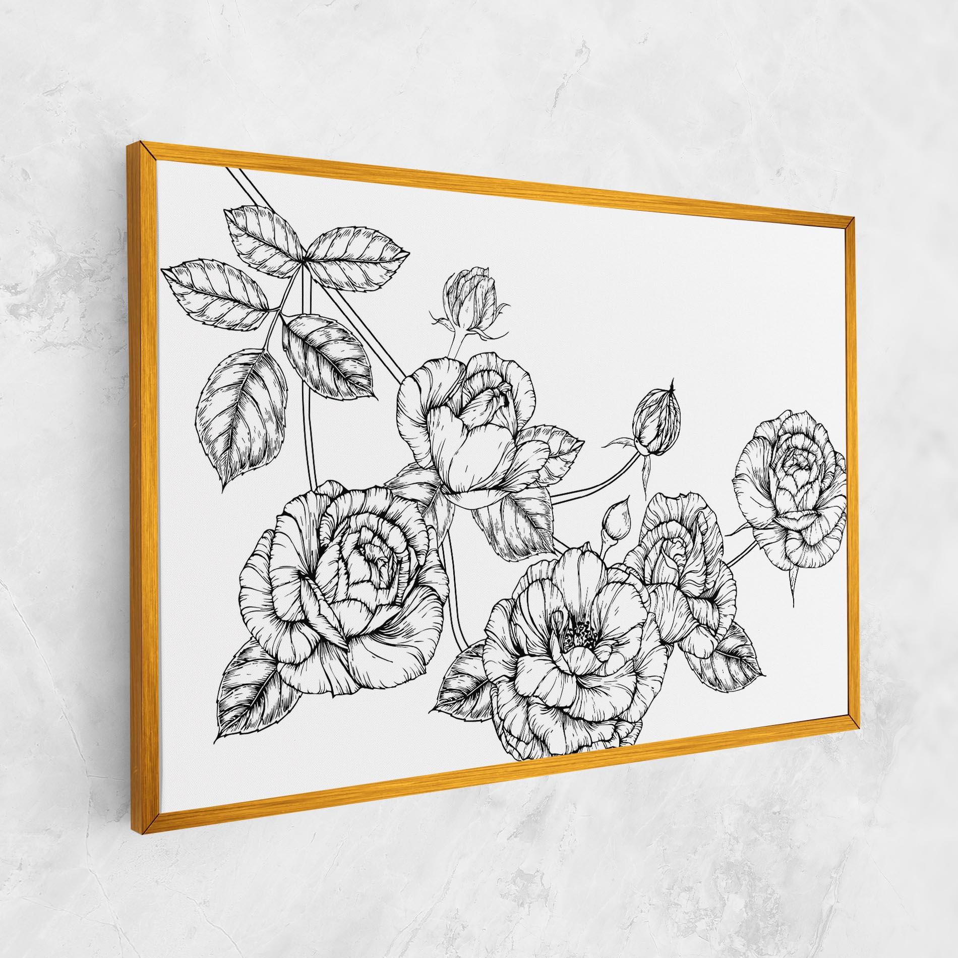 Tablou Canvas Big Roses Line mockup 1