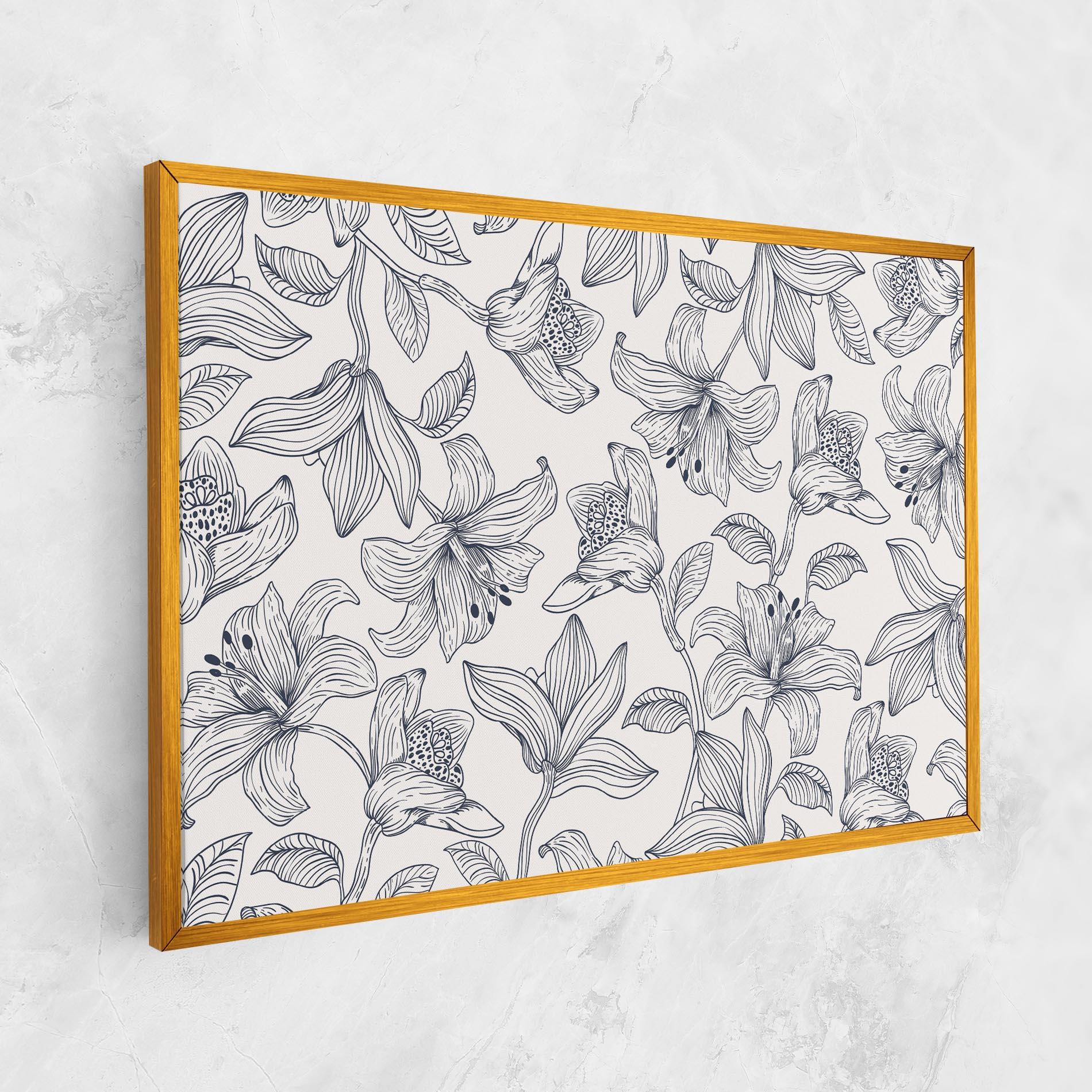Tablou Canvas Blue Patern Flower mockup 1