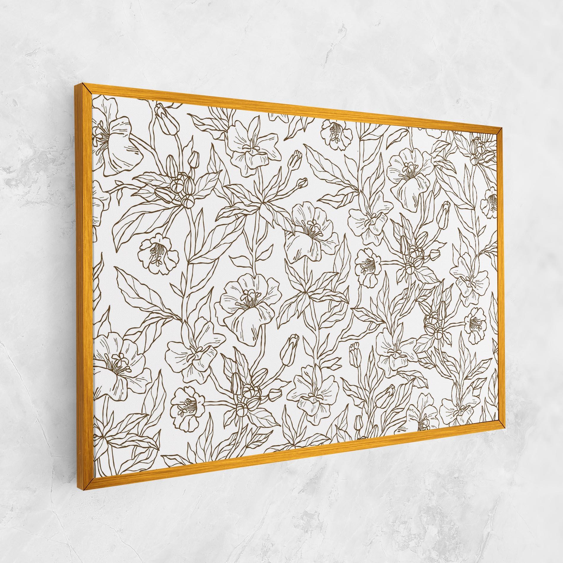 Tablou Canvas Cream Line Flowers mockup 1