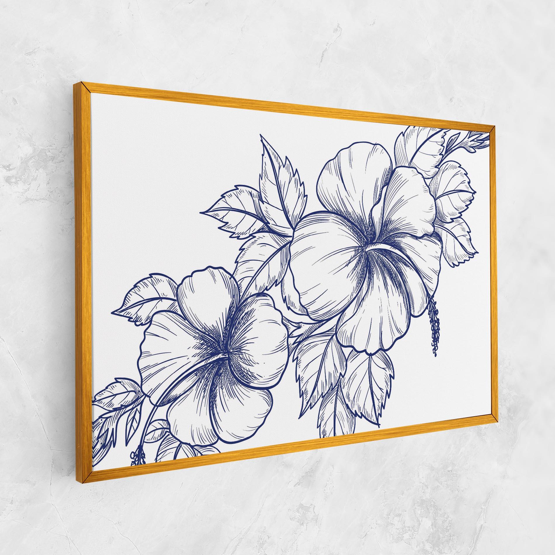 Tablou Canvas Dark Blue Line Flower mockup 1