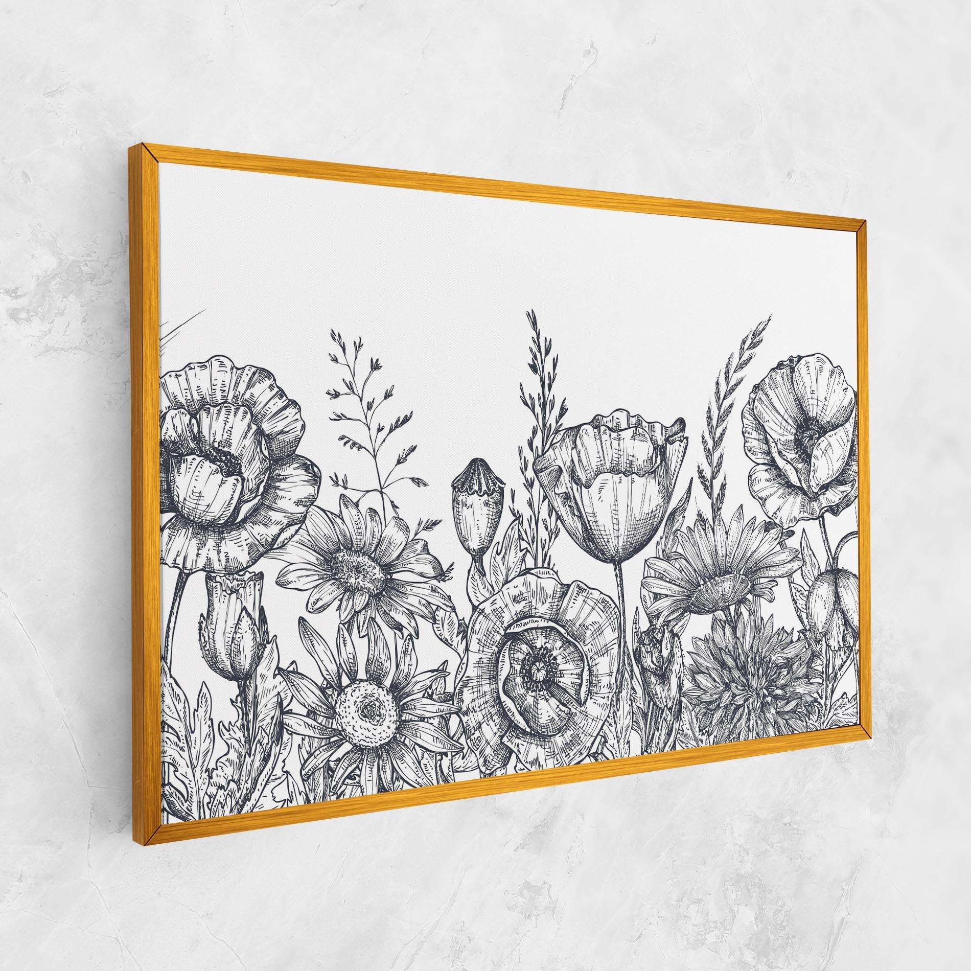 Tablou Canvas Flower Grey Line mockup 1