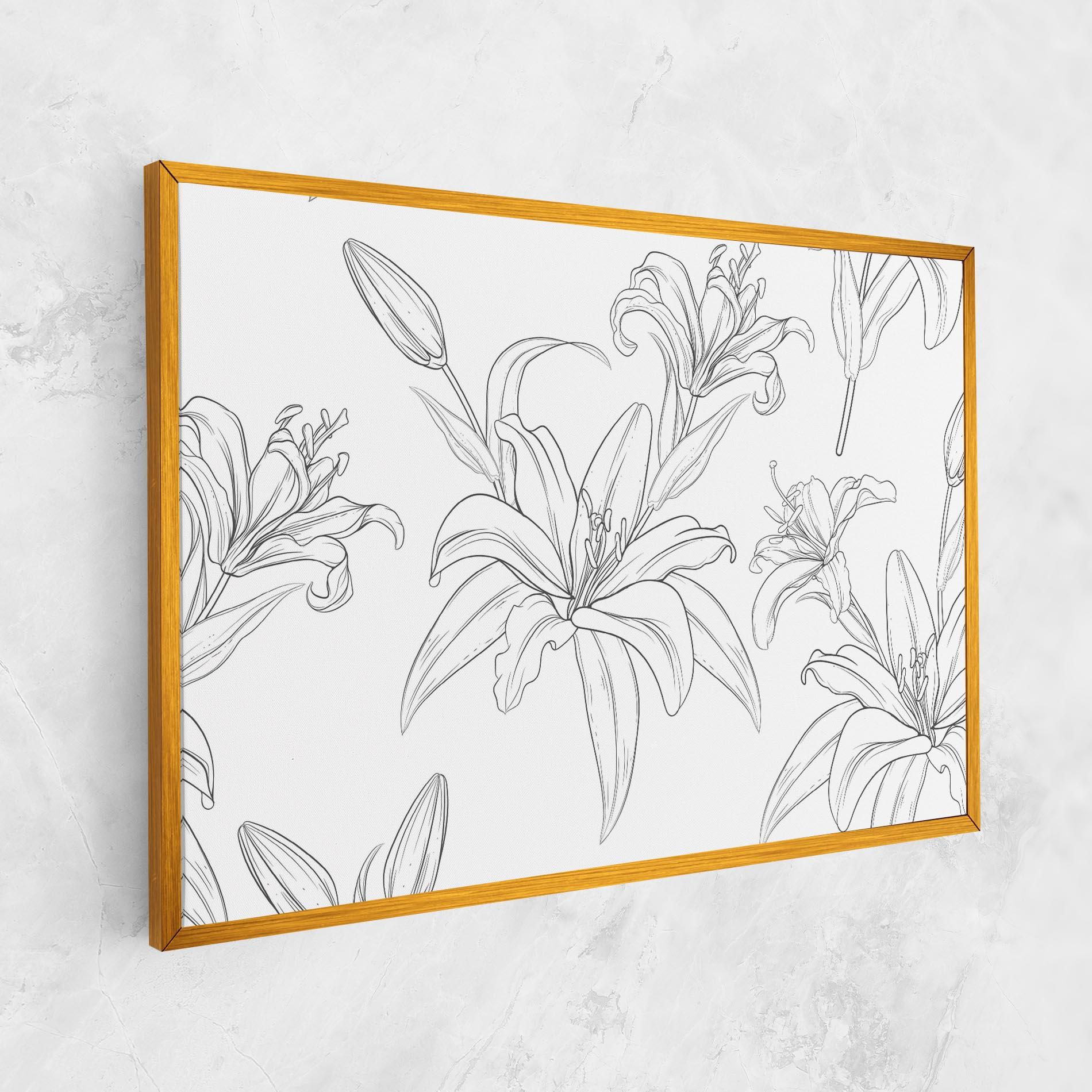Tablou Canvas Grey Line Flower mockup 1