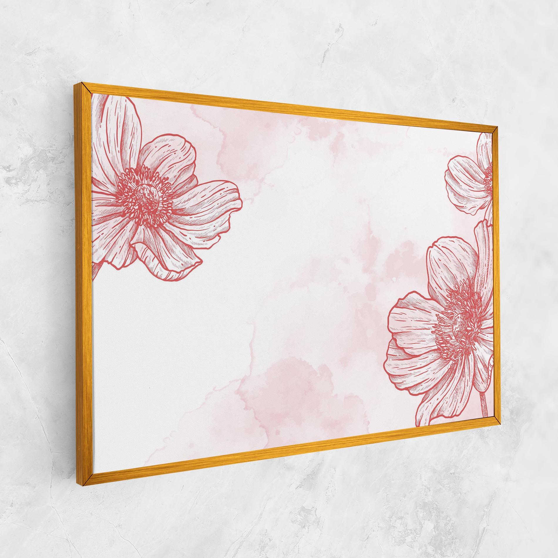 Tablou Canvas Red Flower Line mockup 1