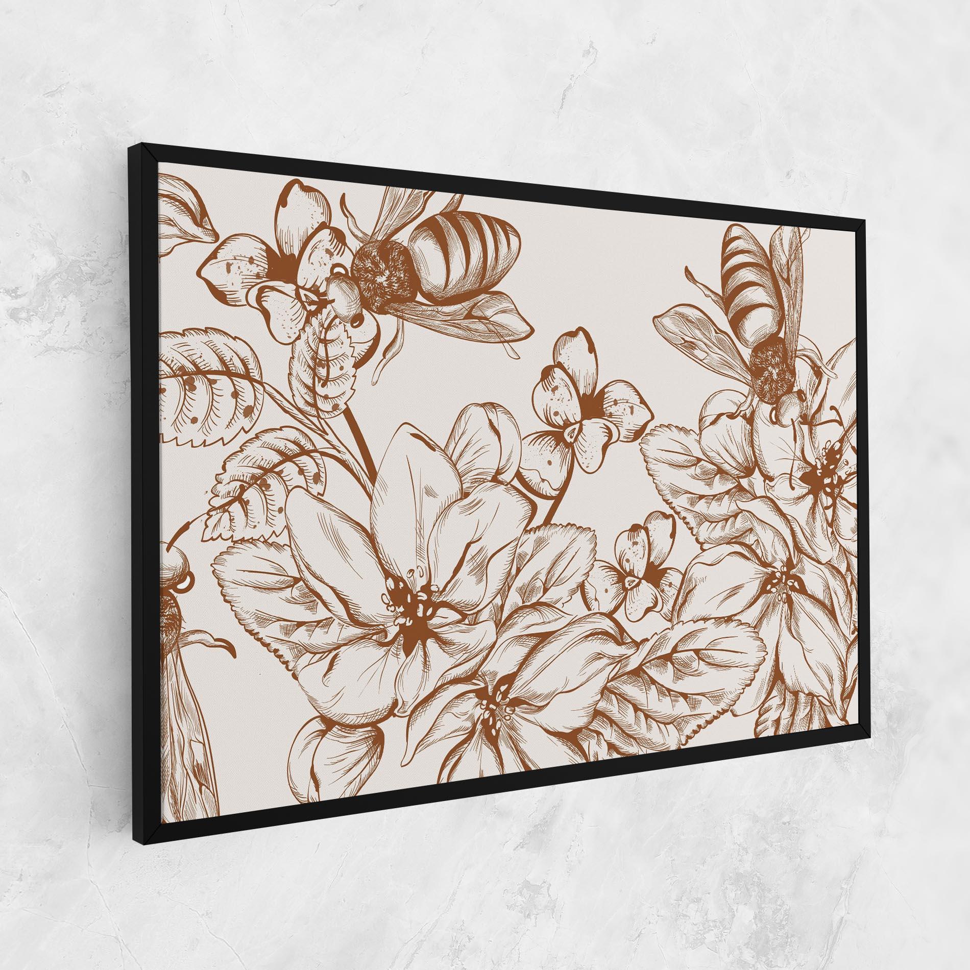 Tablou Canvas Bee Flower Line mockup 1