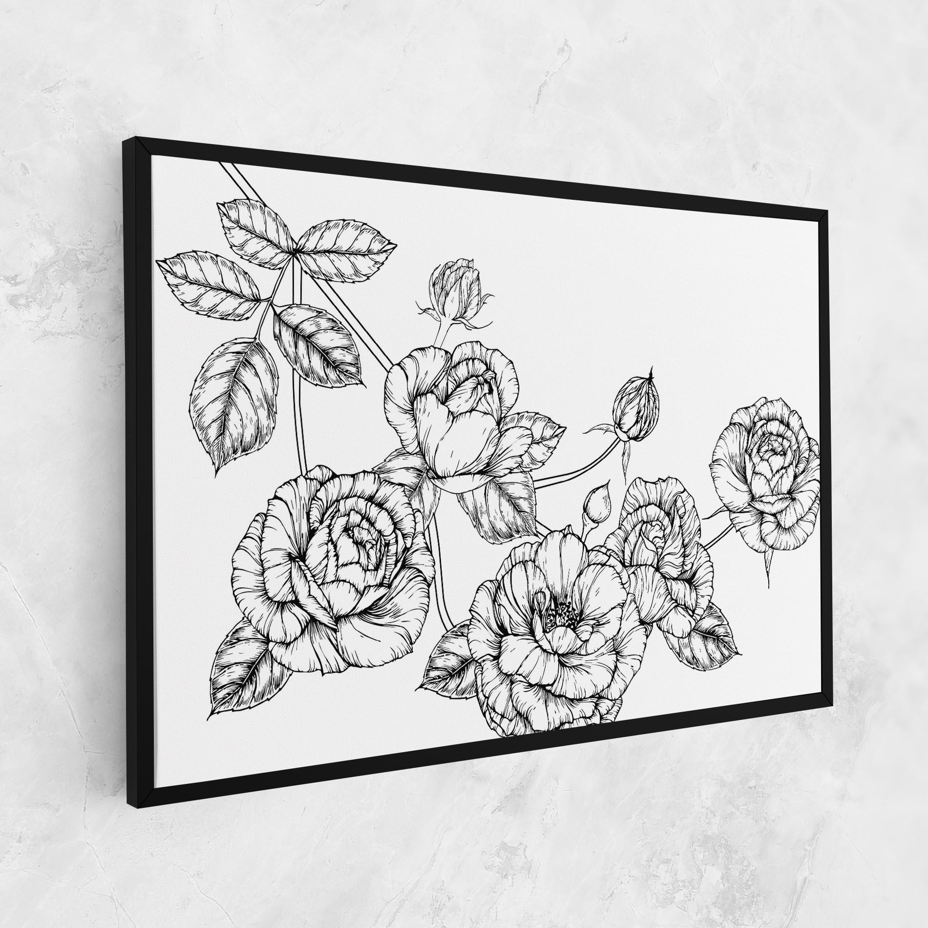 Tablou Canvas Big Roses Line mockup 1