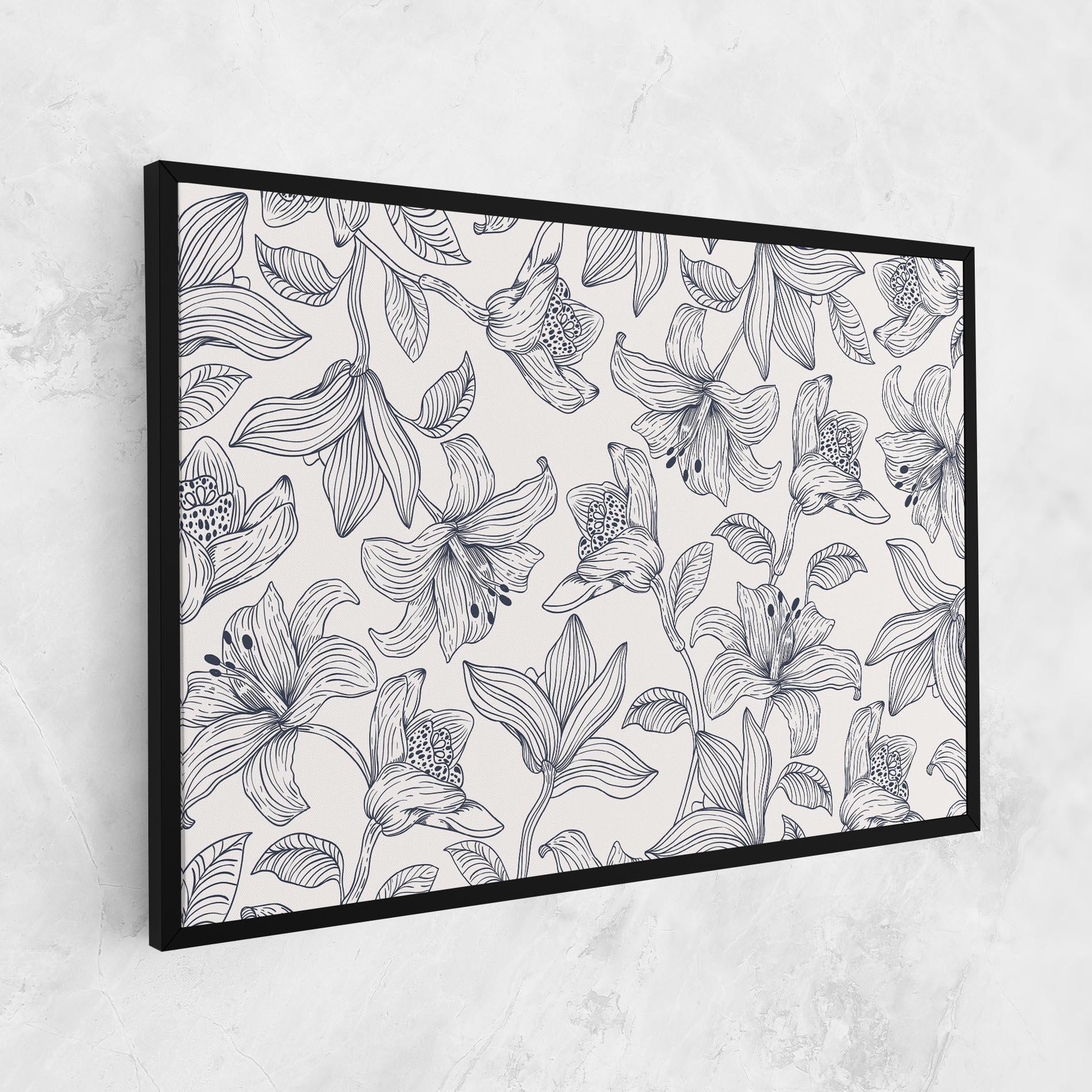 Tablou Canvas Blue Patern Flower mockup 1