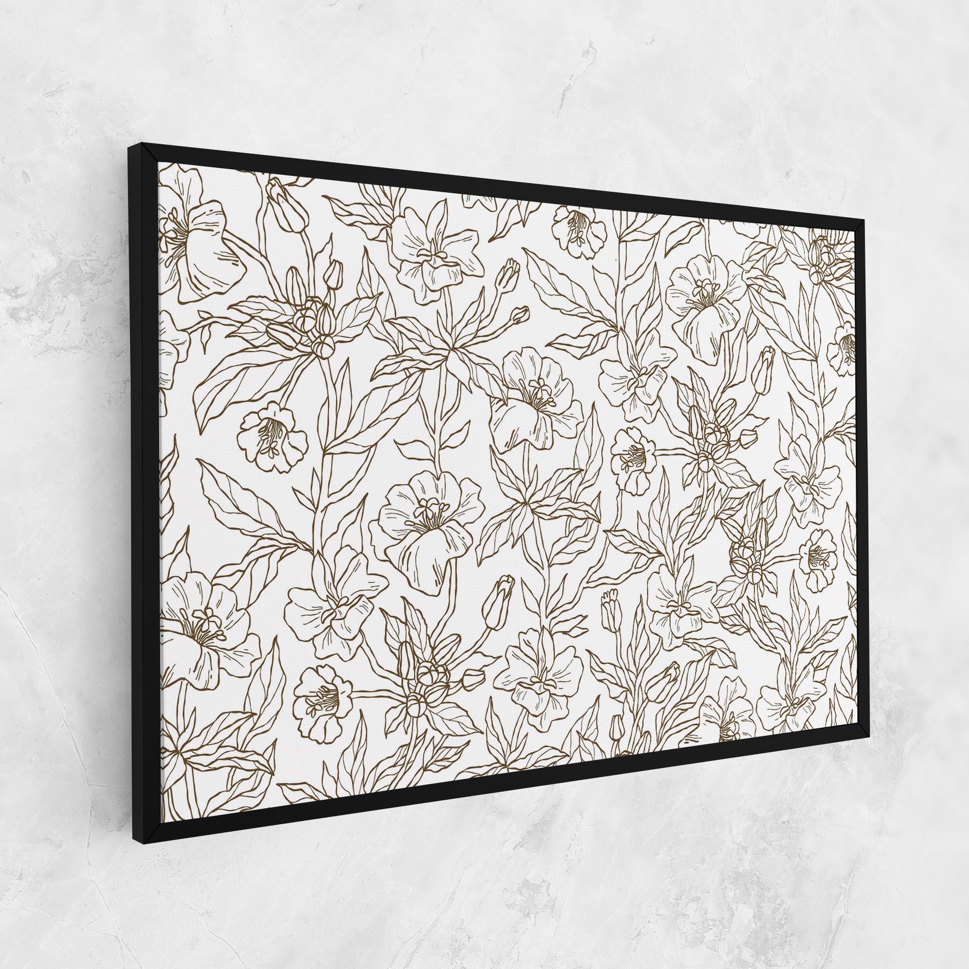 Tablou Canvas Cream Line Flowers mockup 1