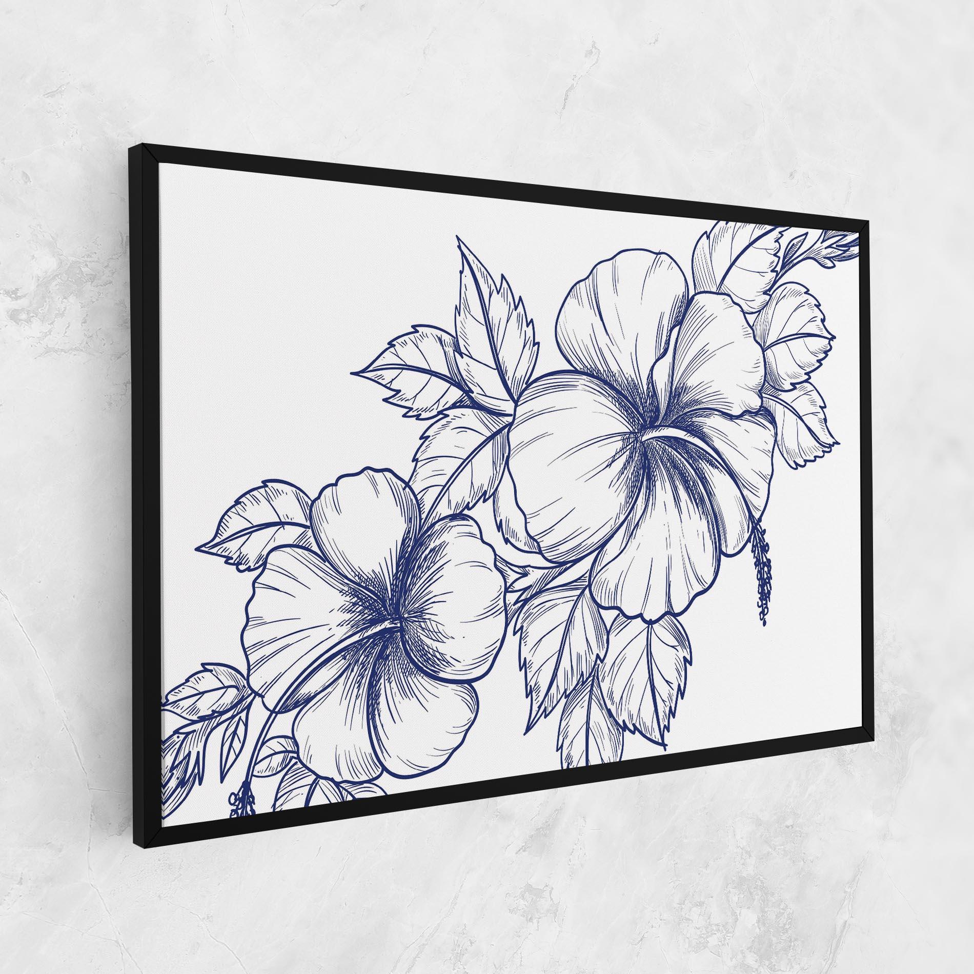 Tablou Canvas Dark Blue Line Flower mockup 1