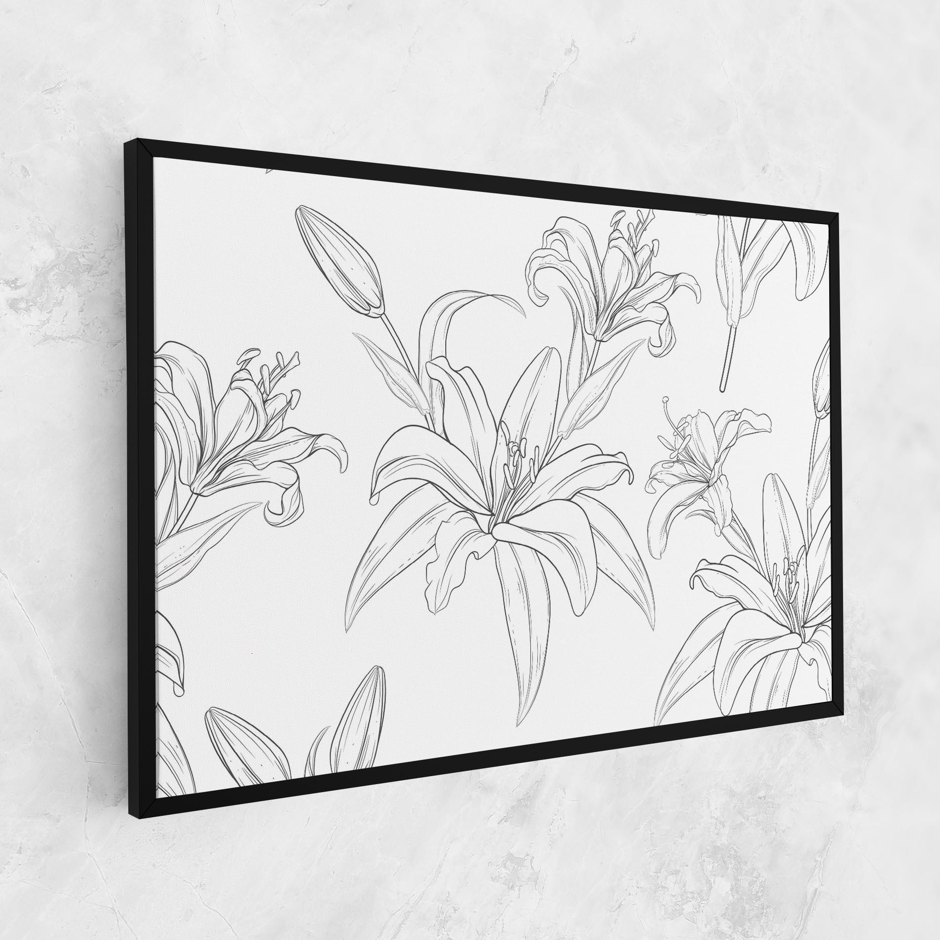 Tablou Canvas Grey Line Flower mockup 1