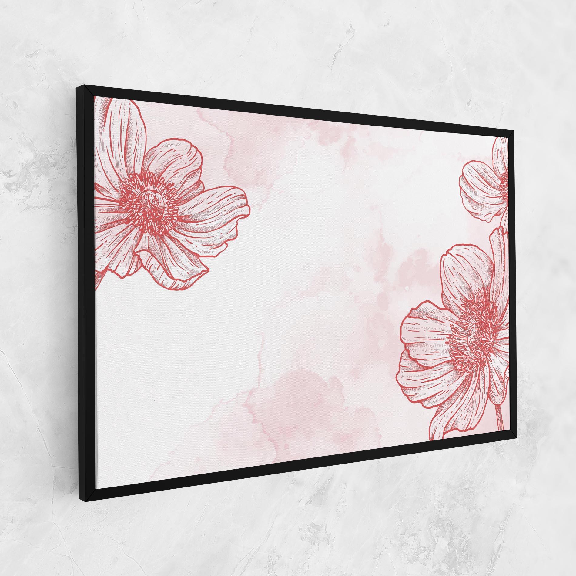Tablou Canvas Red Flower Line mockup 1