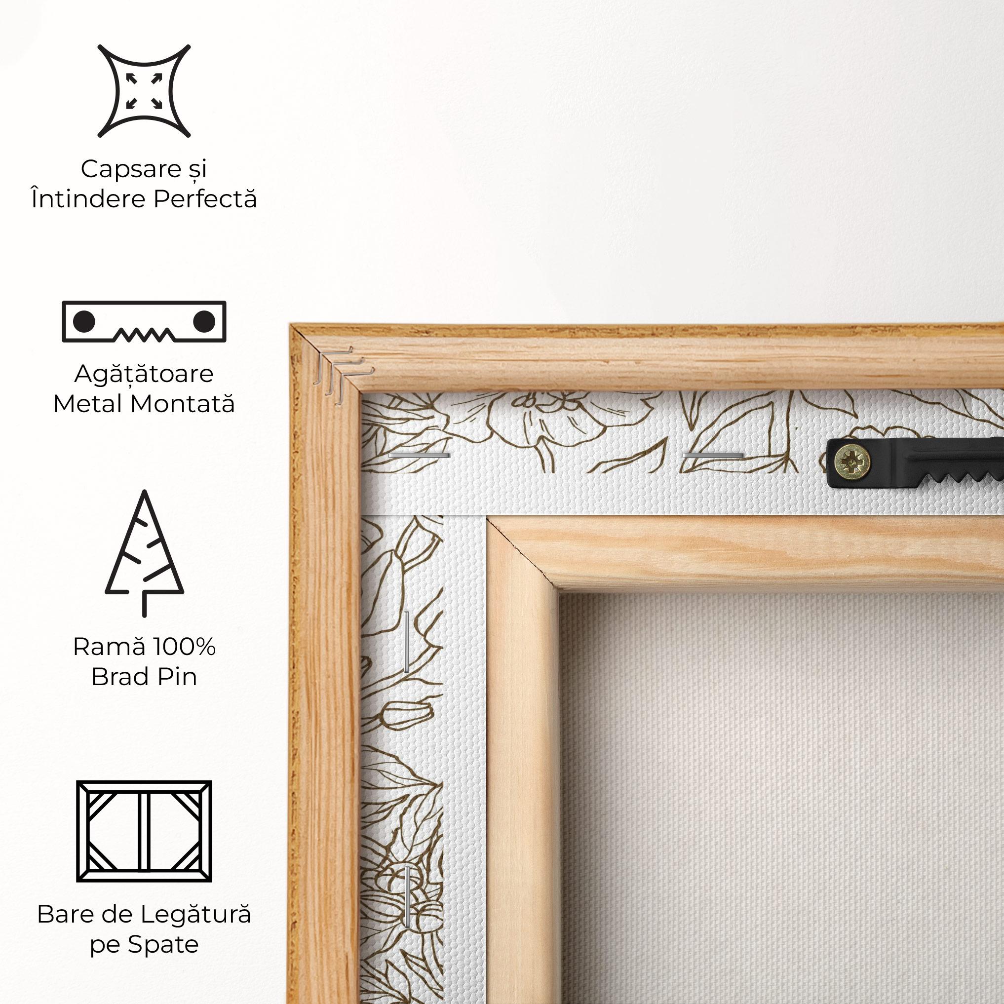 Tablou Canvas Cream Line Flowers mockup 5