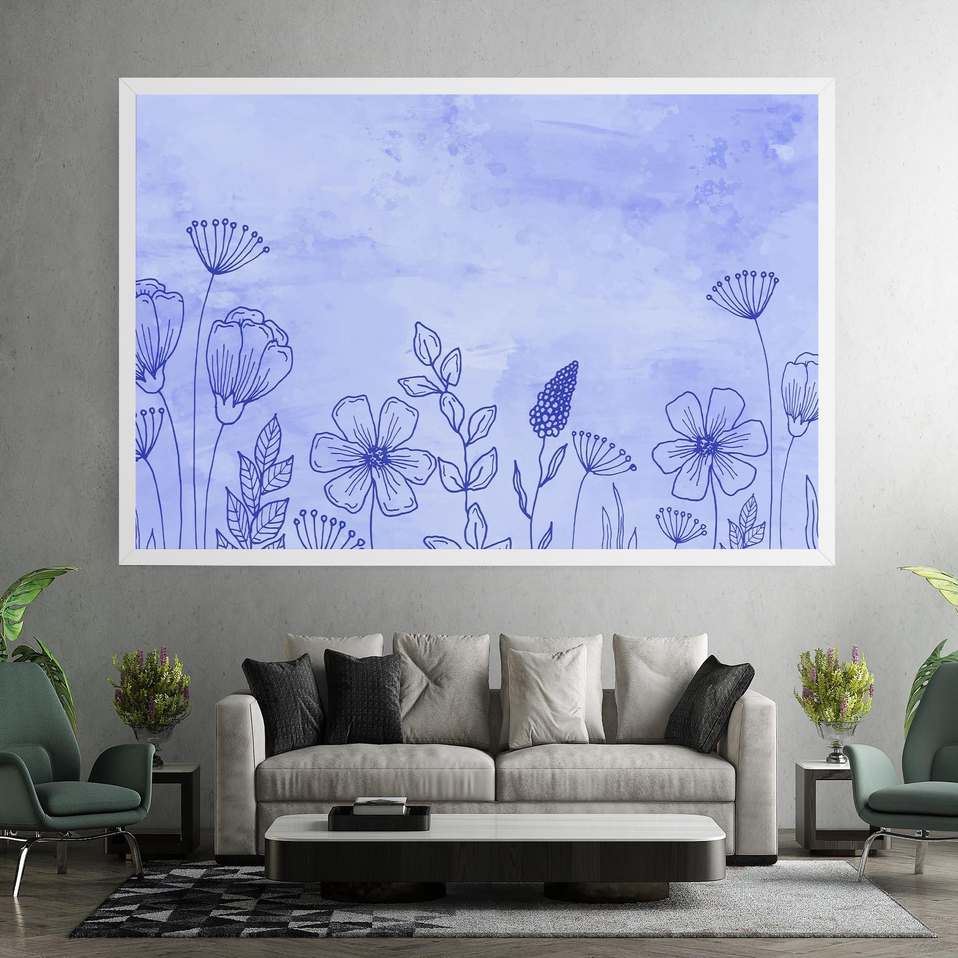 Tablou Canvas Blue Line Plant mockup 7