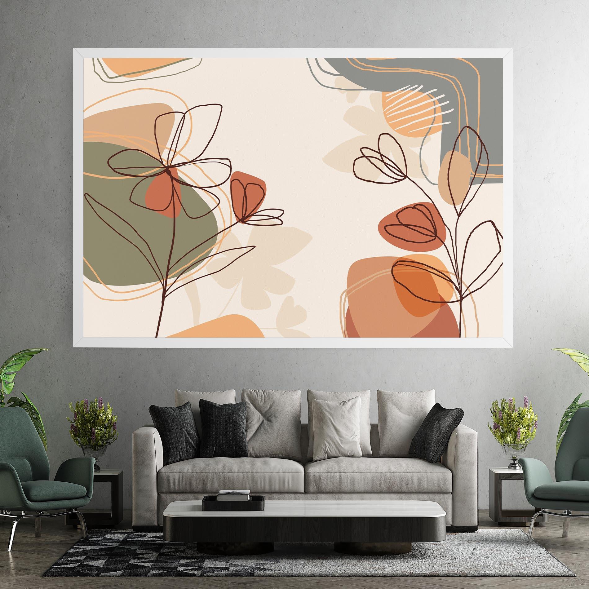Tablou Canvas Brown Line Plants mockup 7