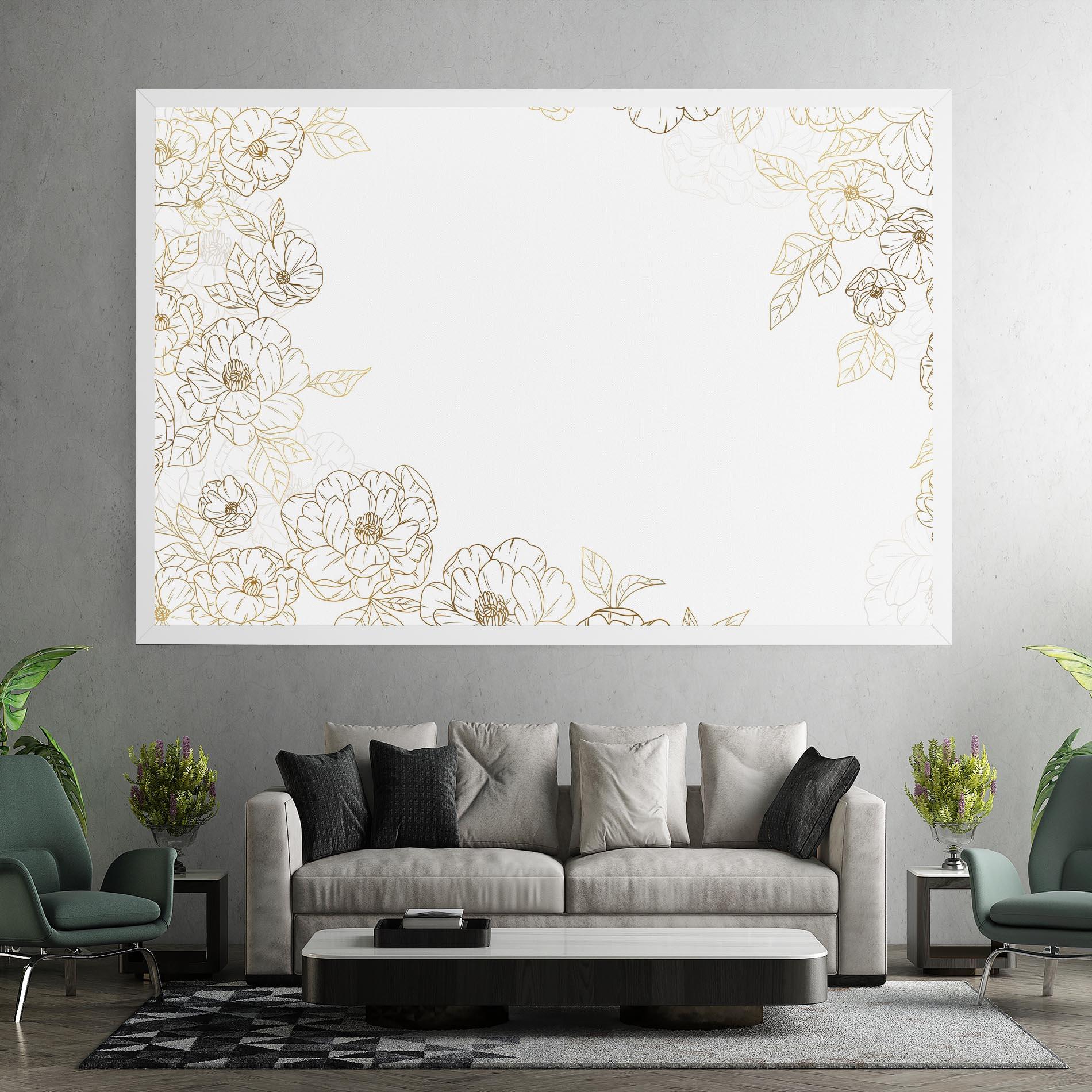 Tablou Canvas Flower Gold Line mockup 7