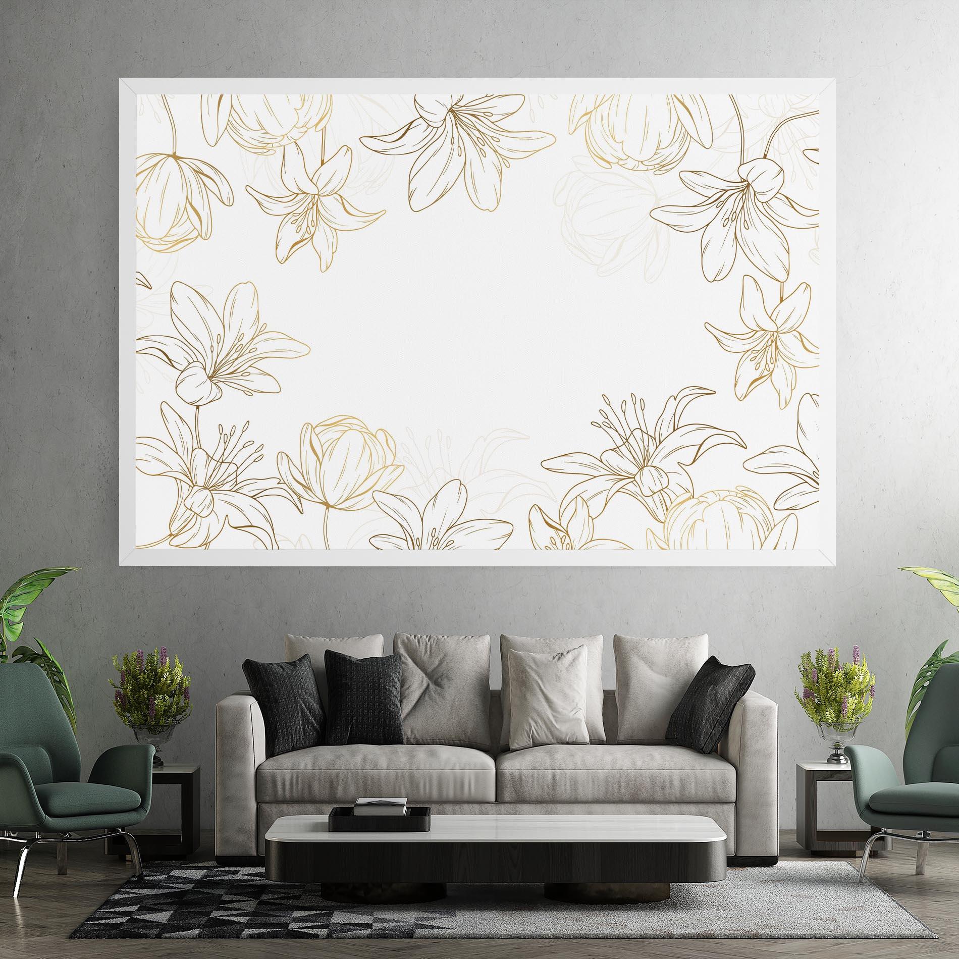 Tablou Canvas Gold Line Flower mockup 7