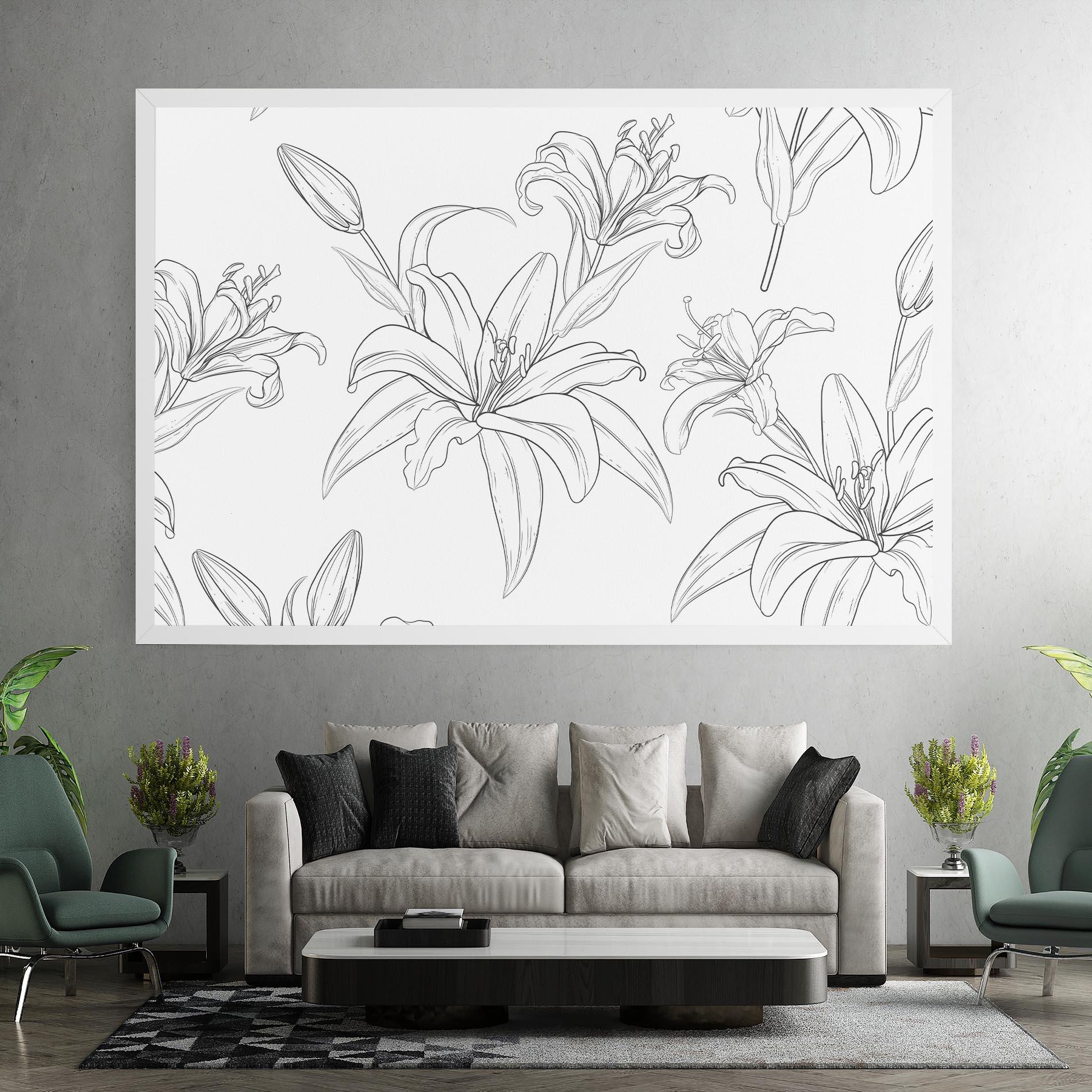 Tablou Canvas Grey Line Flower mockup 7