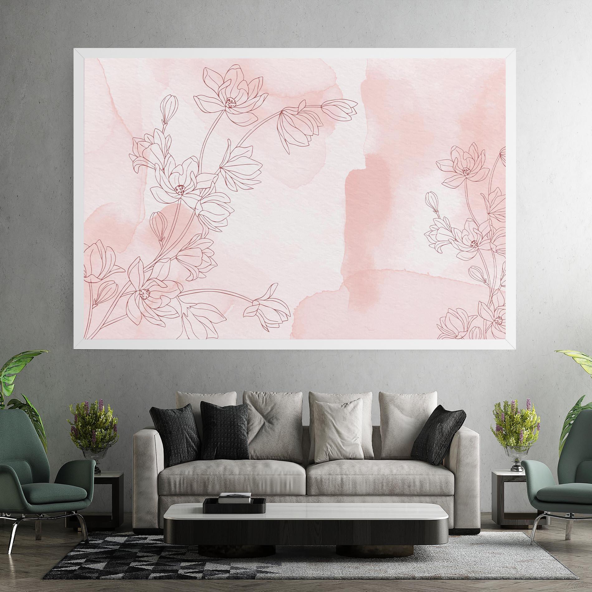 Tablou Canvas Pink Flower Line mockup 7