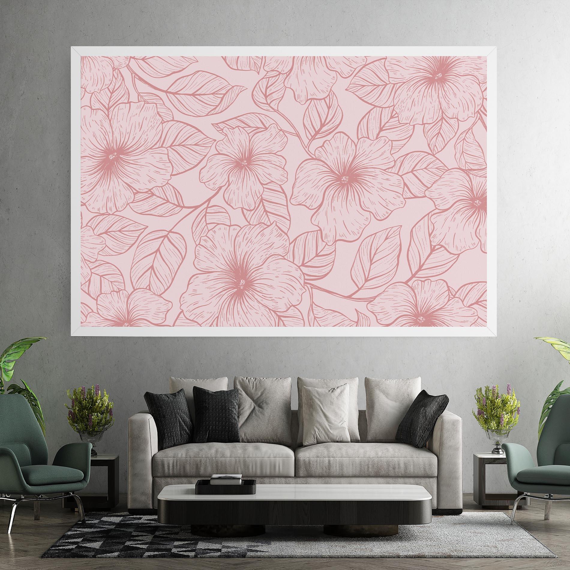 Tablou Canvas Pink Line Flower mockup 7