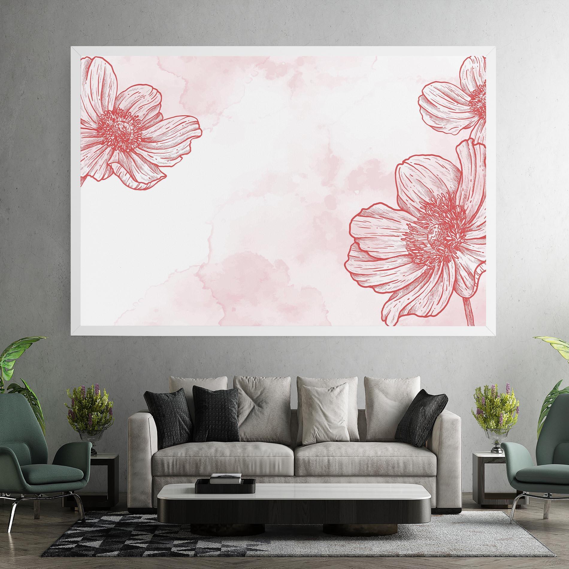 Tablou Canvas Red Flower Line mockup 7