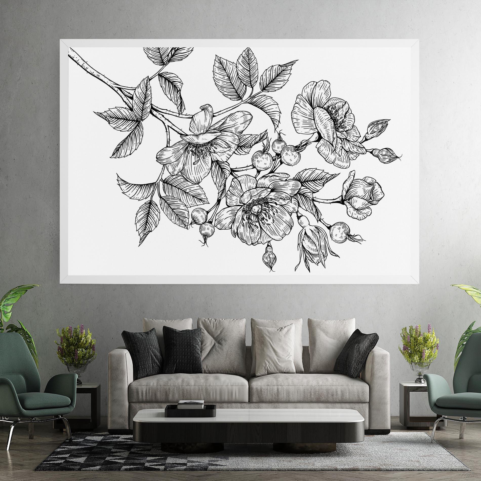 Tablou Canvas Rose Black Line mockup 7