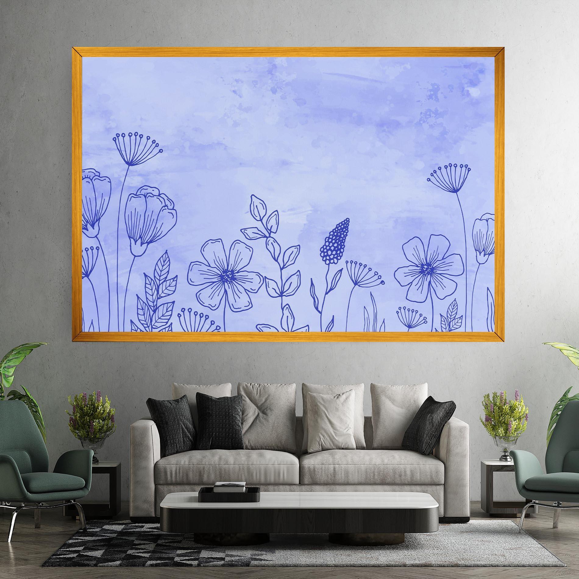 Tablou Canvas Blue Line Plant mockup 7