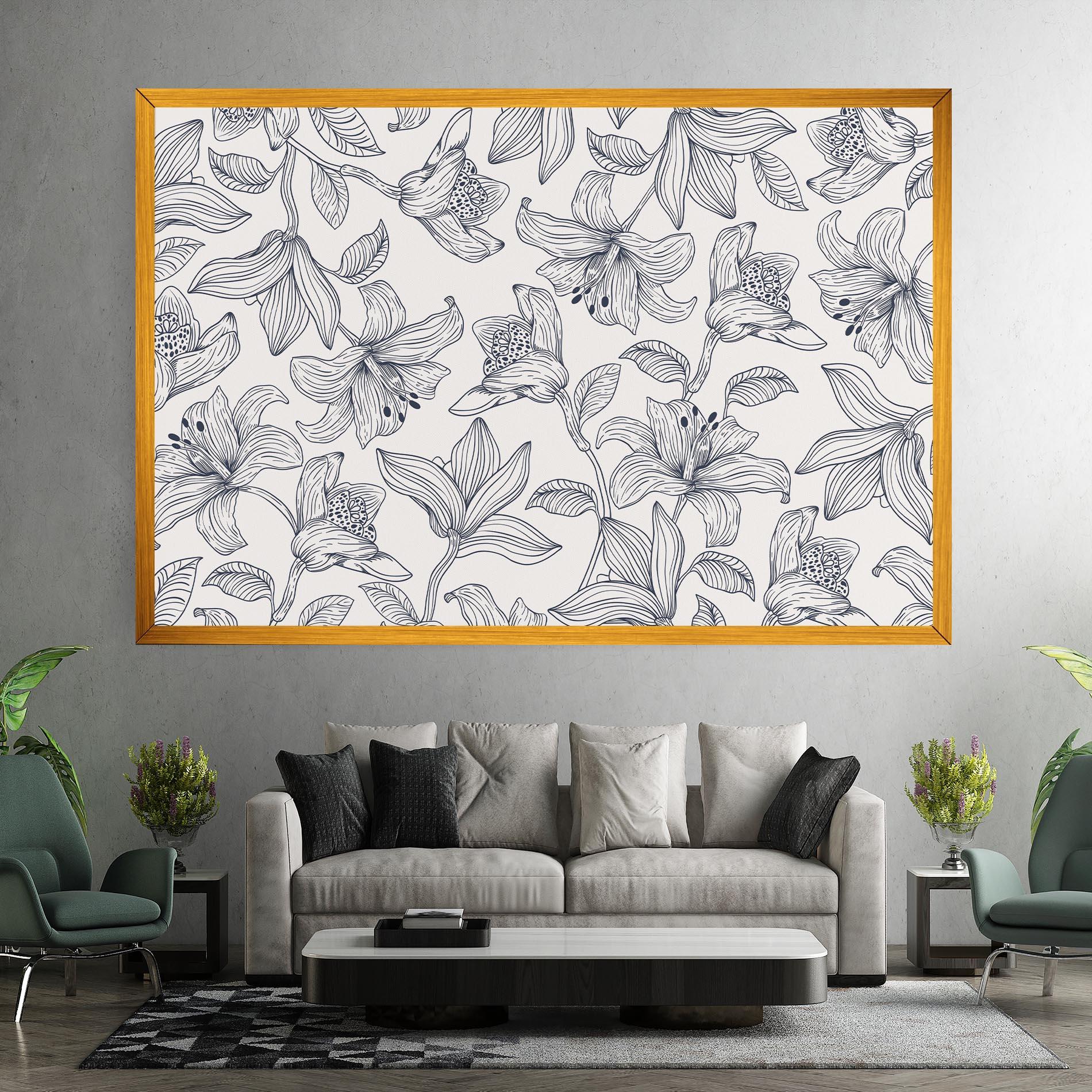 Tablou Canvas Blue Patern Flower mockup 7