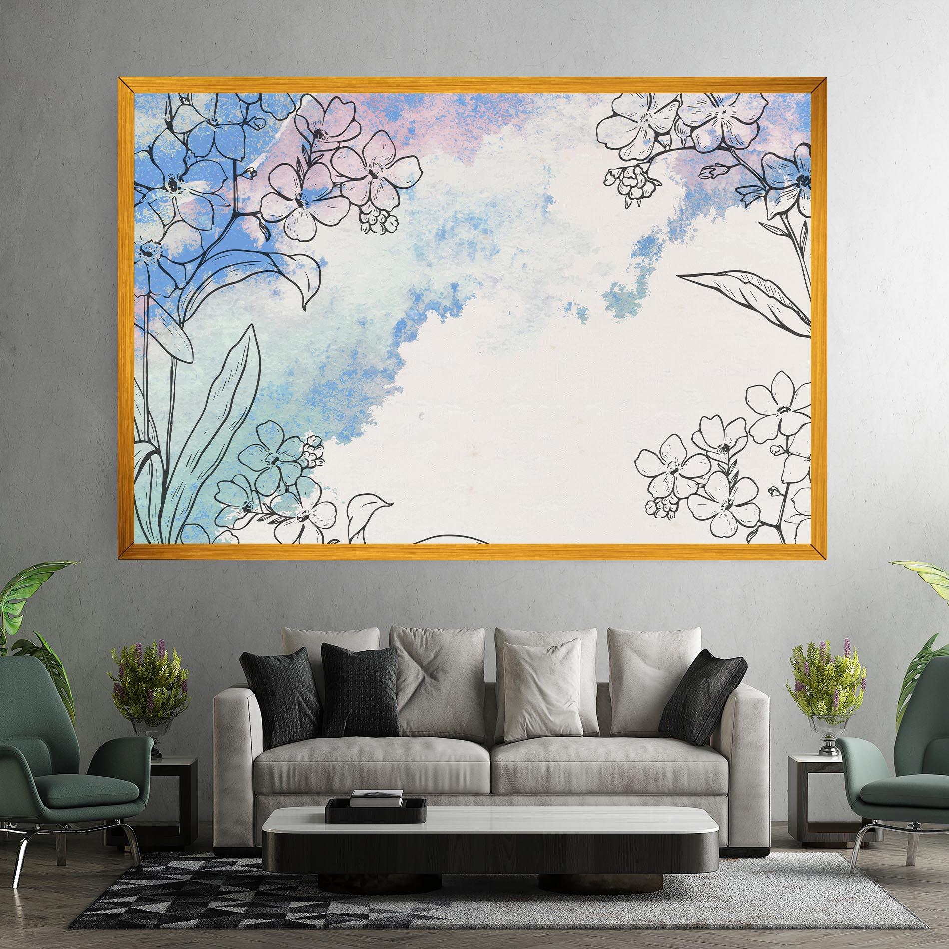 Tablou Canvas Blue Watercolor Flower mockup 7