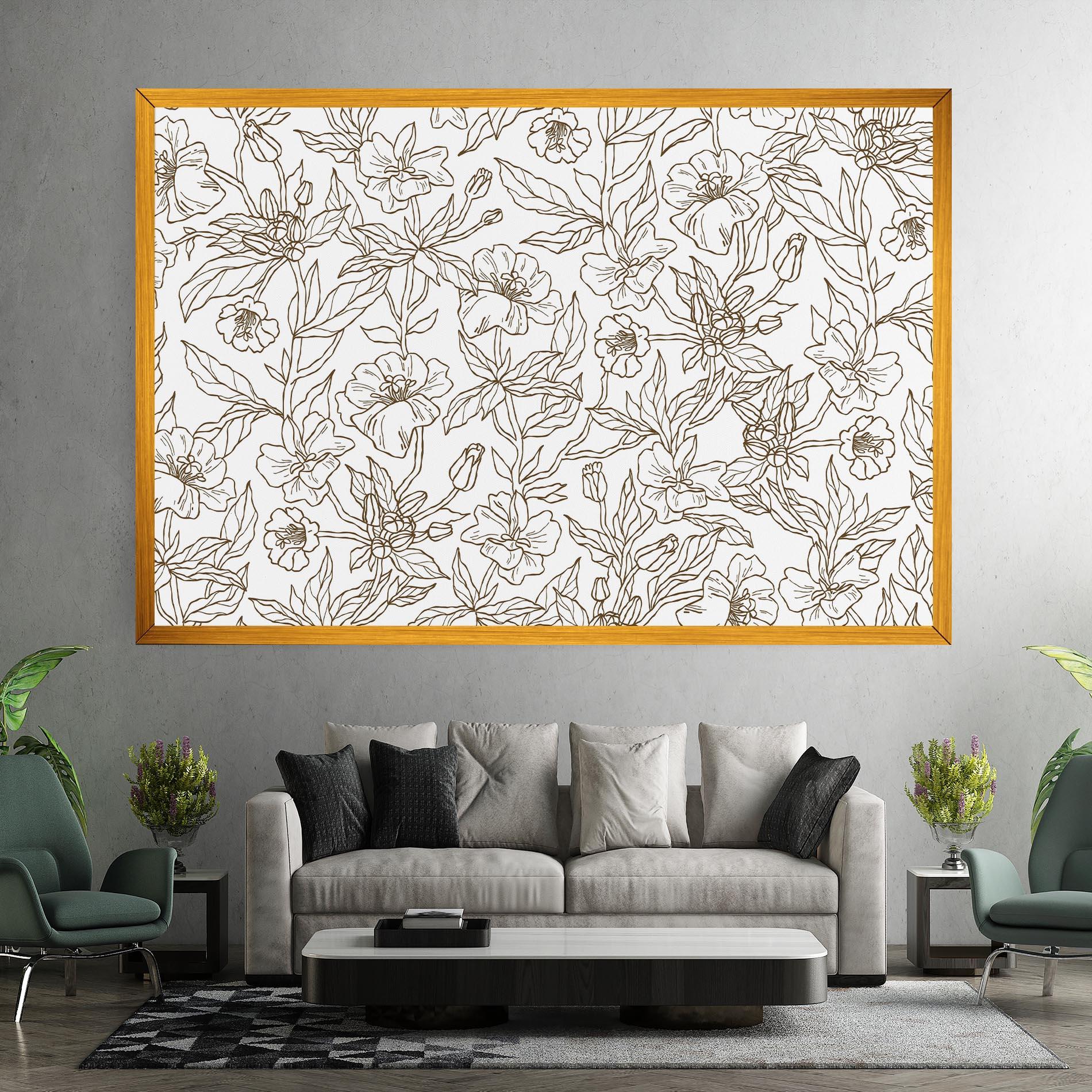 Tablou Canvas Cream Line Flowers mockup 7