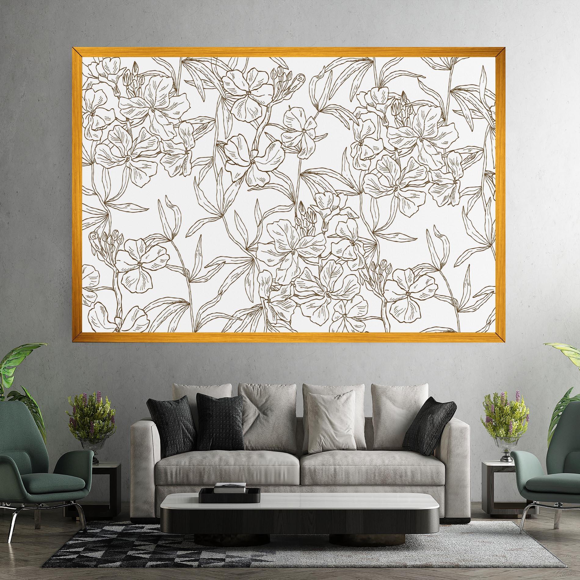 Tablou Canvas Flower Brown Line mockup 7