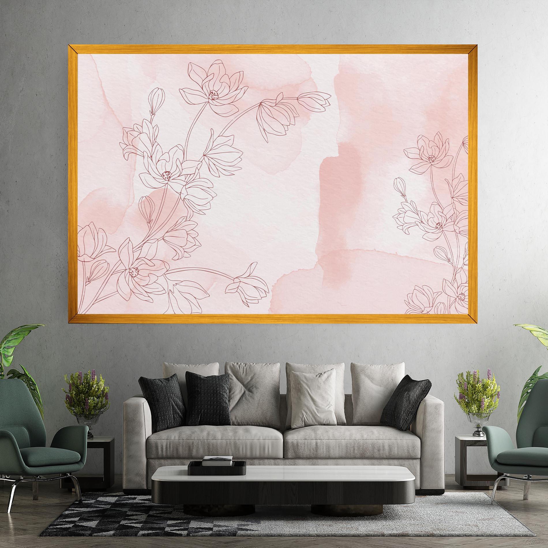 Tablou Canvas Pink Flower Line mockup 7