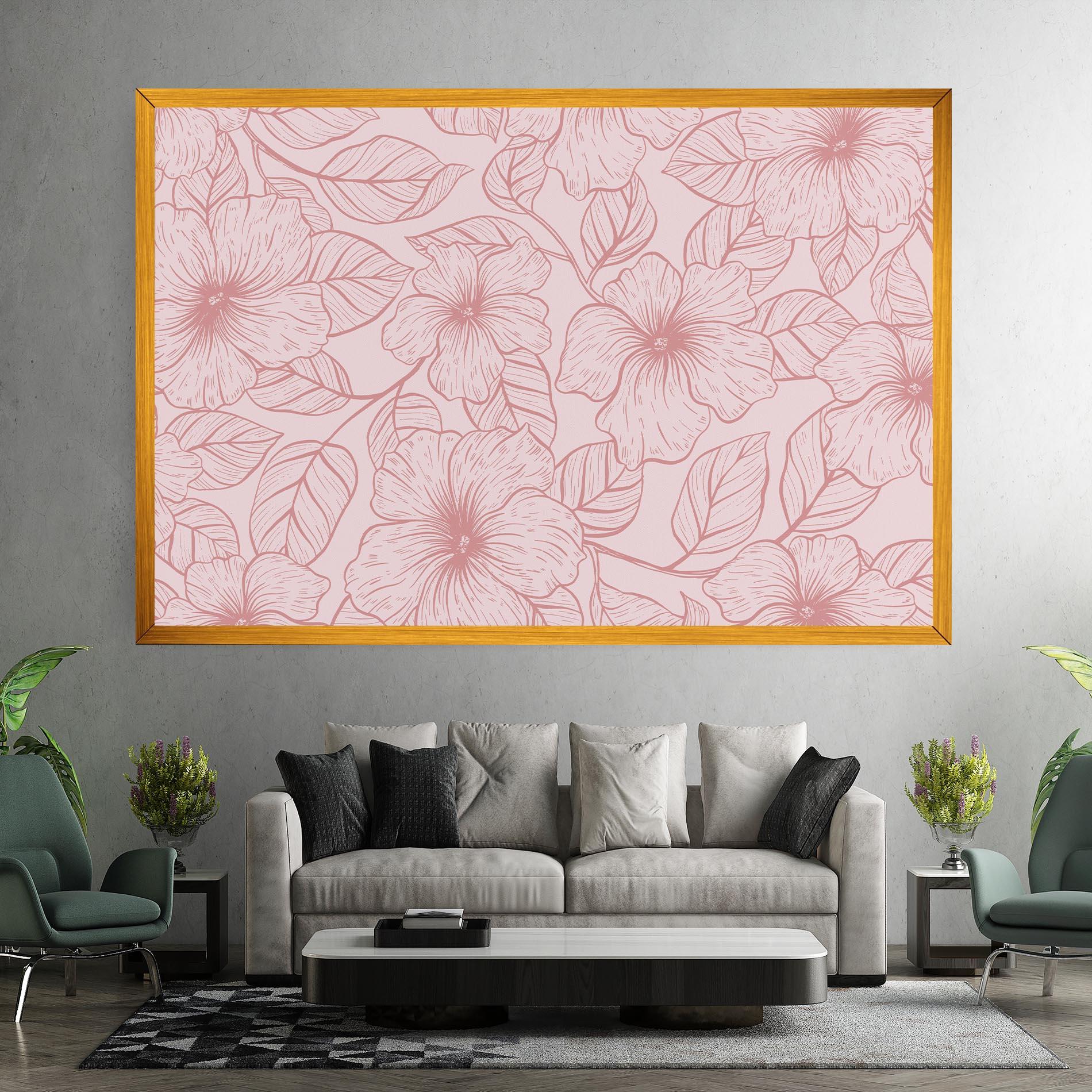 Tablou Canvas Pink Line Flower mockup 7