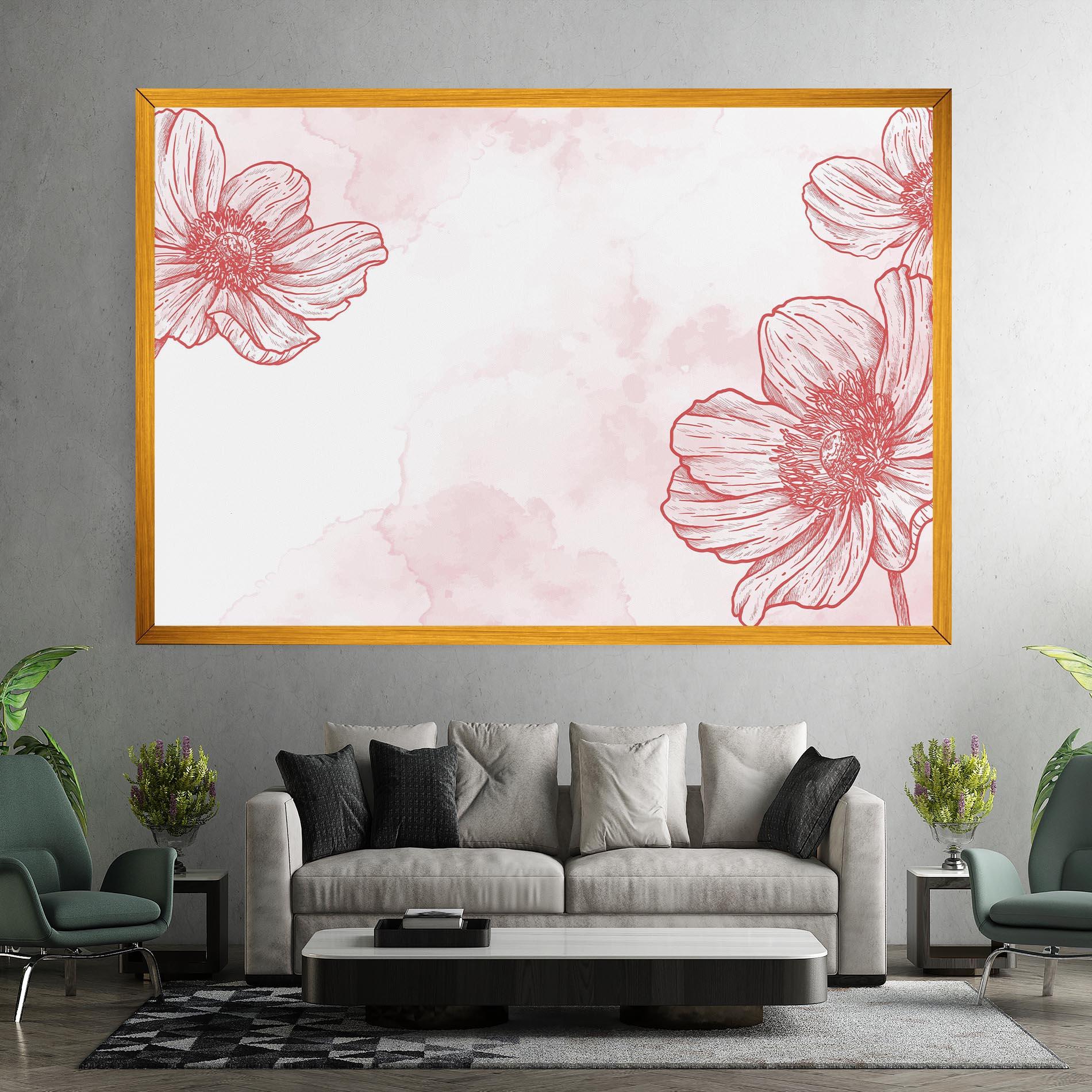 Tablou Canvas Red Flower Line mockup 7