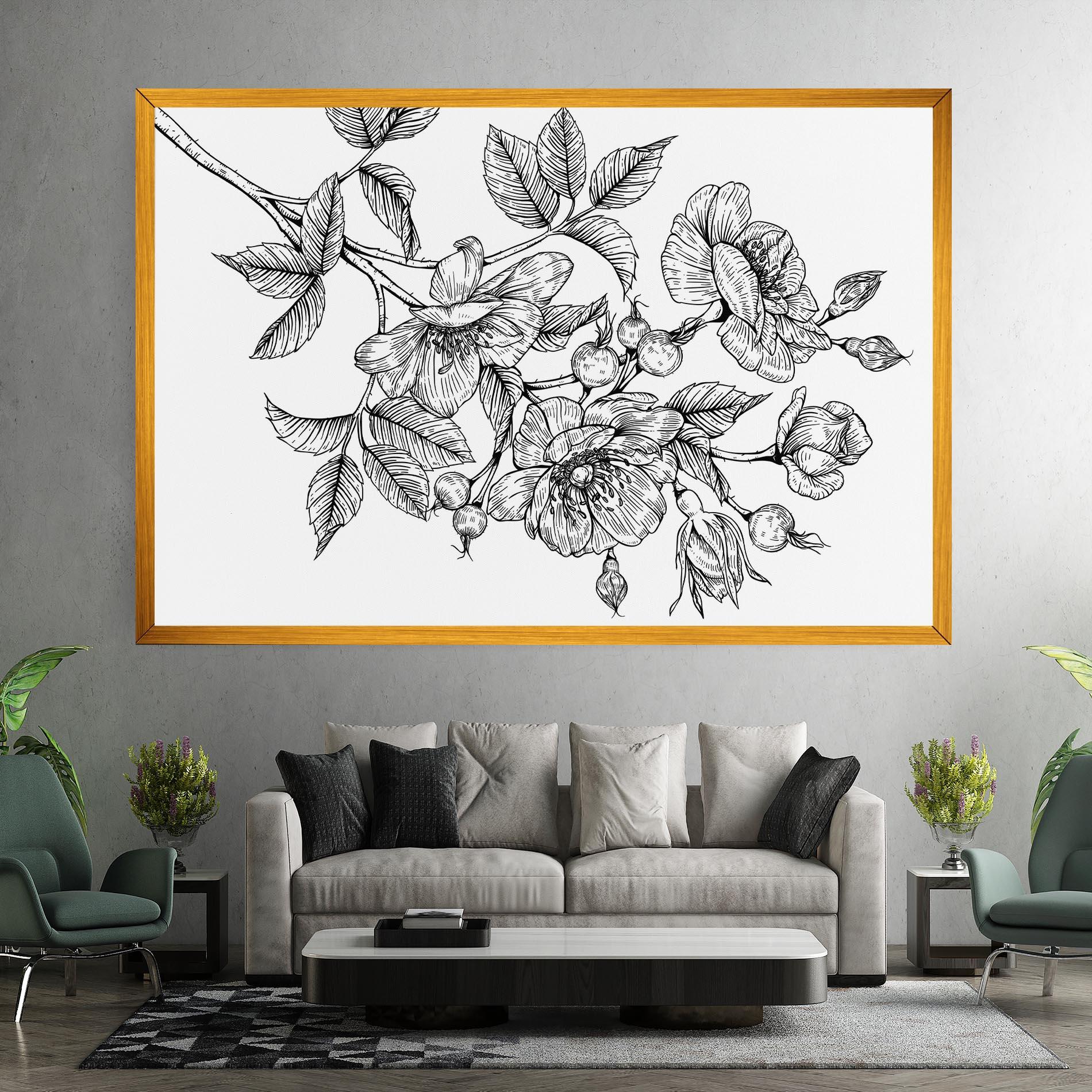 Tablou Canvas Rose Black Line mockup 7