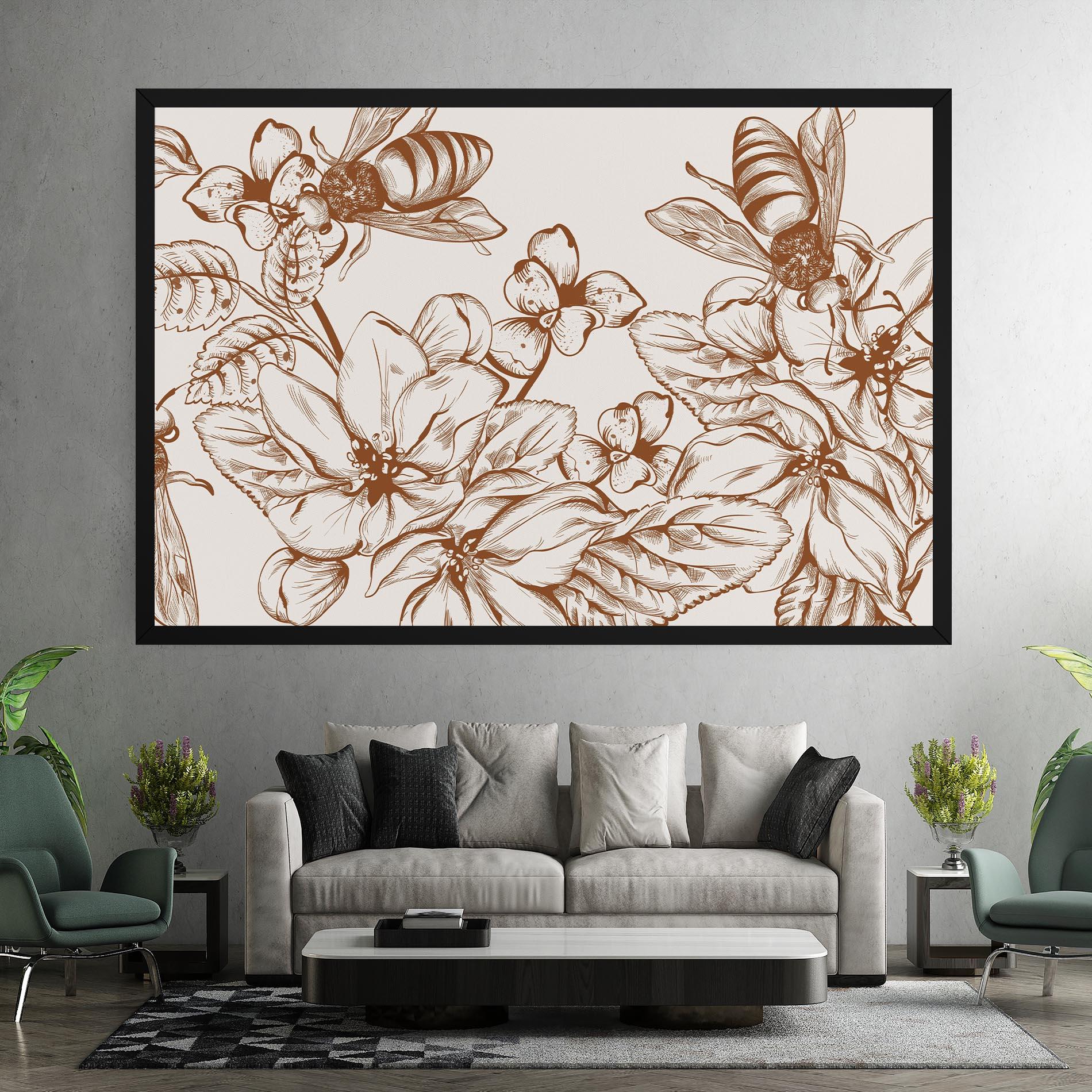 Tablou Canvas Bee Flower Line mockup 7