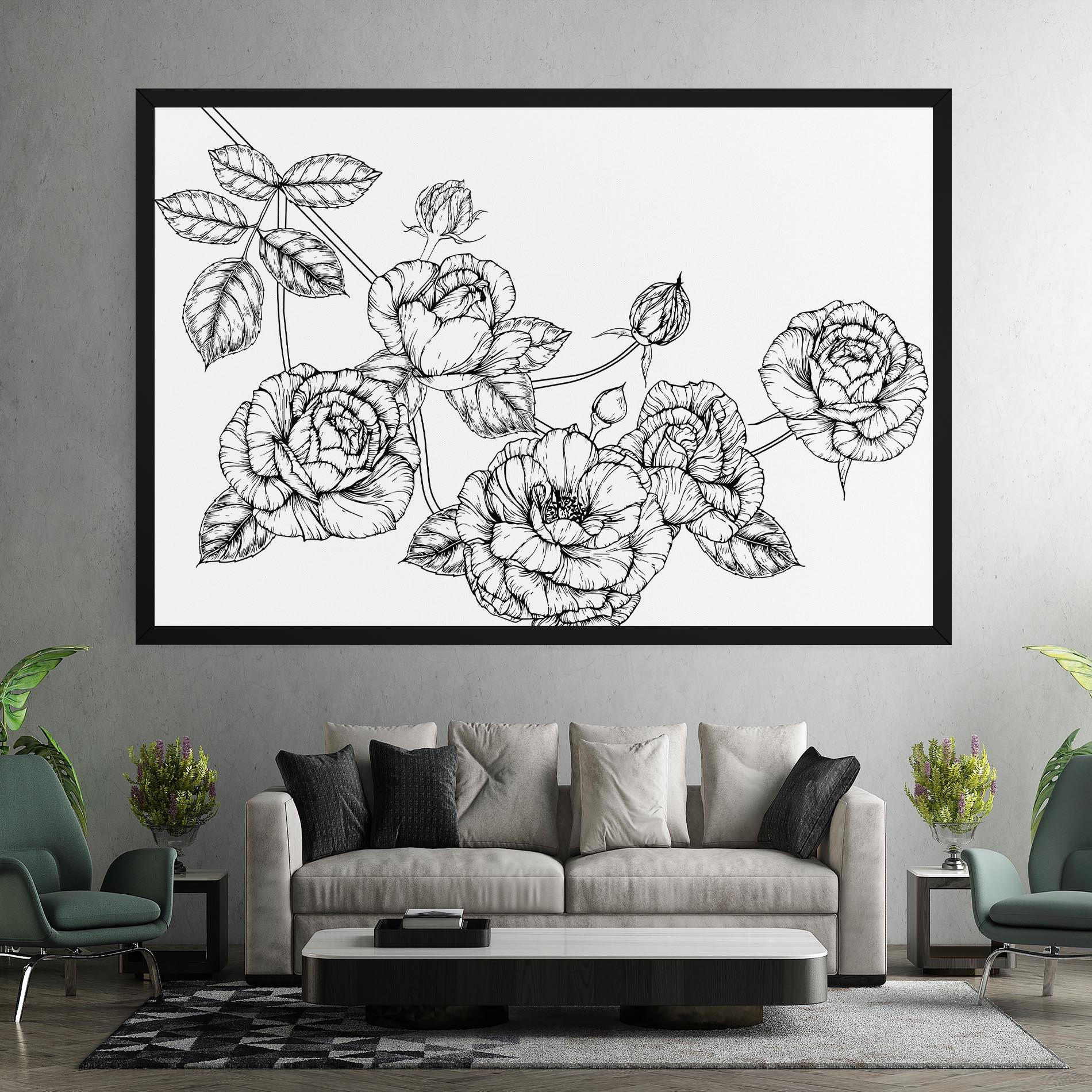 Tablou Canvas Big Roses Line mockup 7