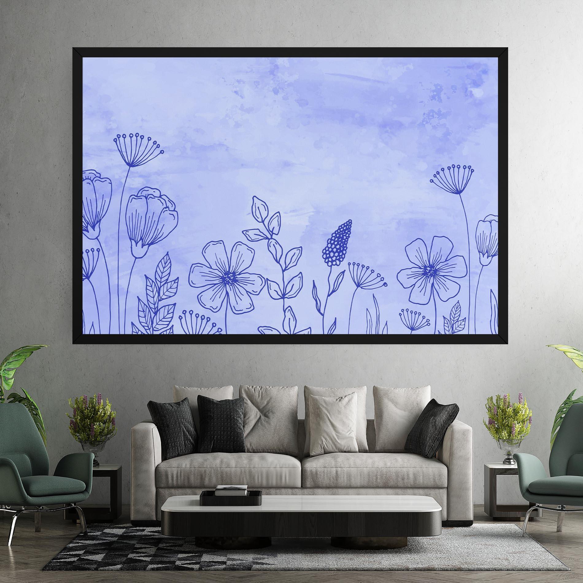 Tablou Canvas Blue Line Plant mockup 7