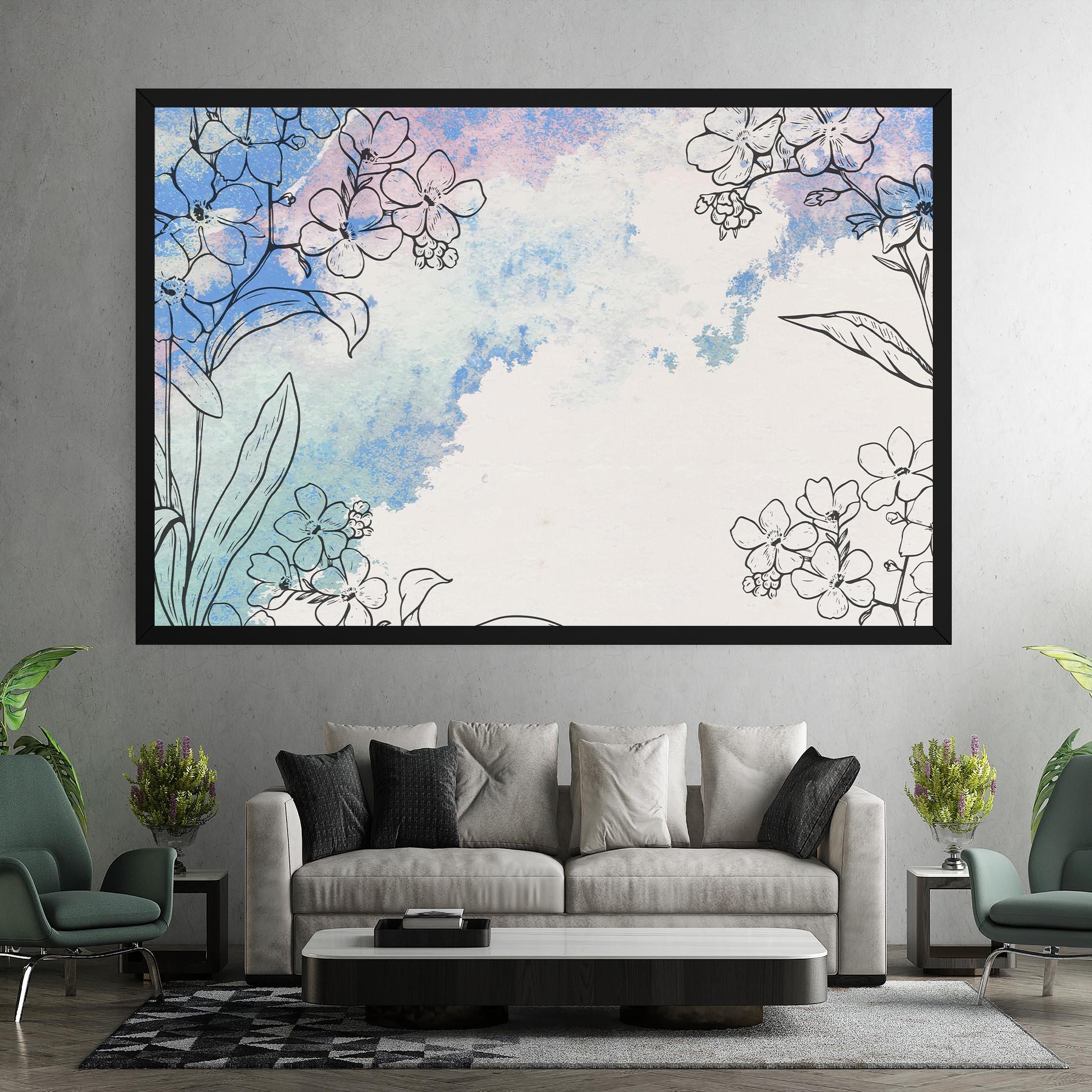 Tablou Canvas Blue Watercolor Flower mockup 7