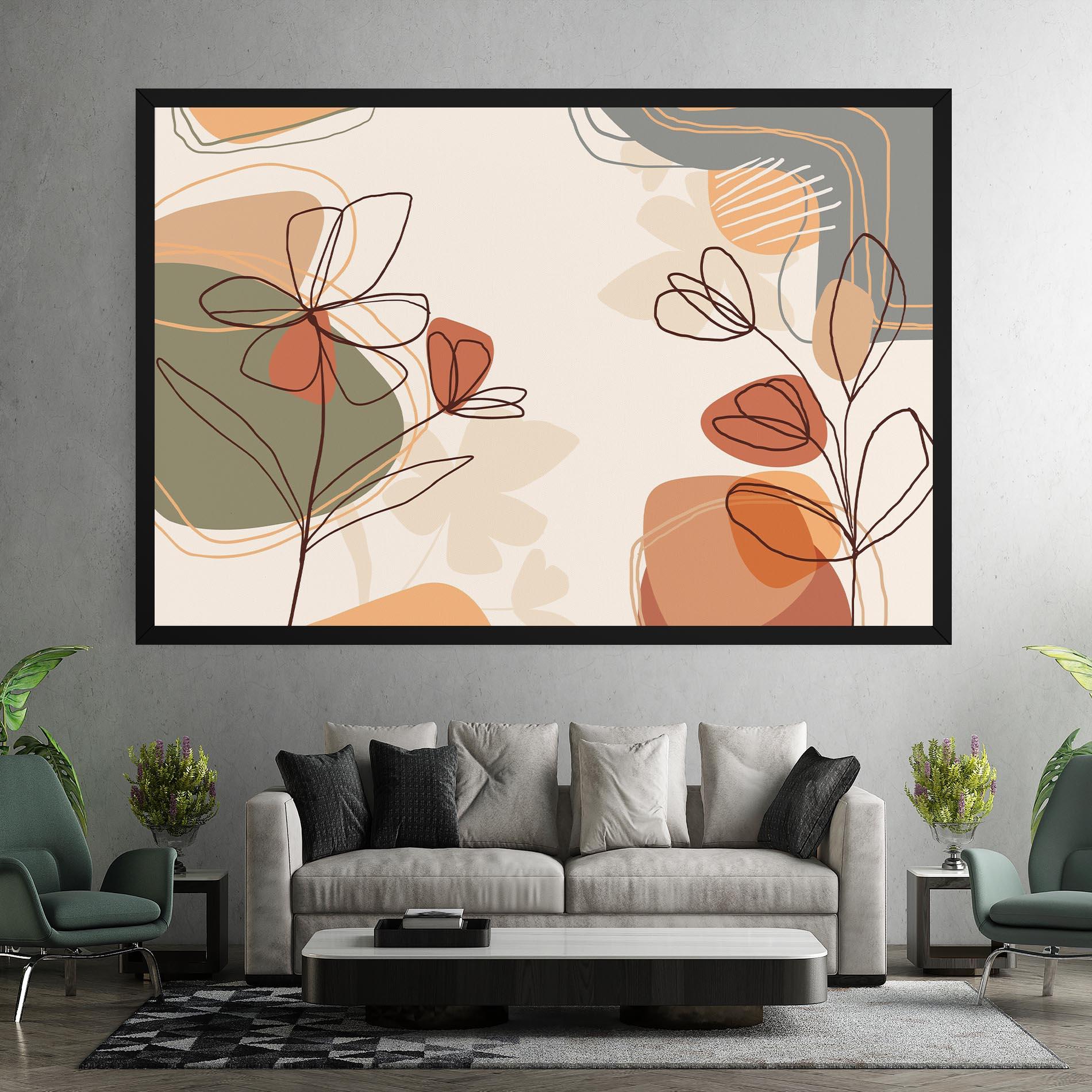 Tablou Canvas Brown Line Plants mockup 7
