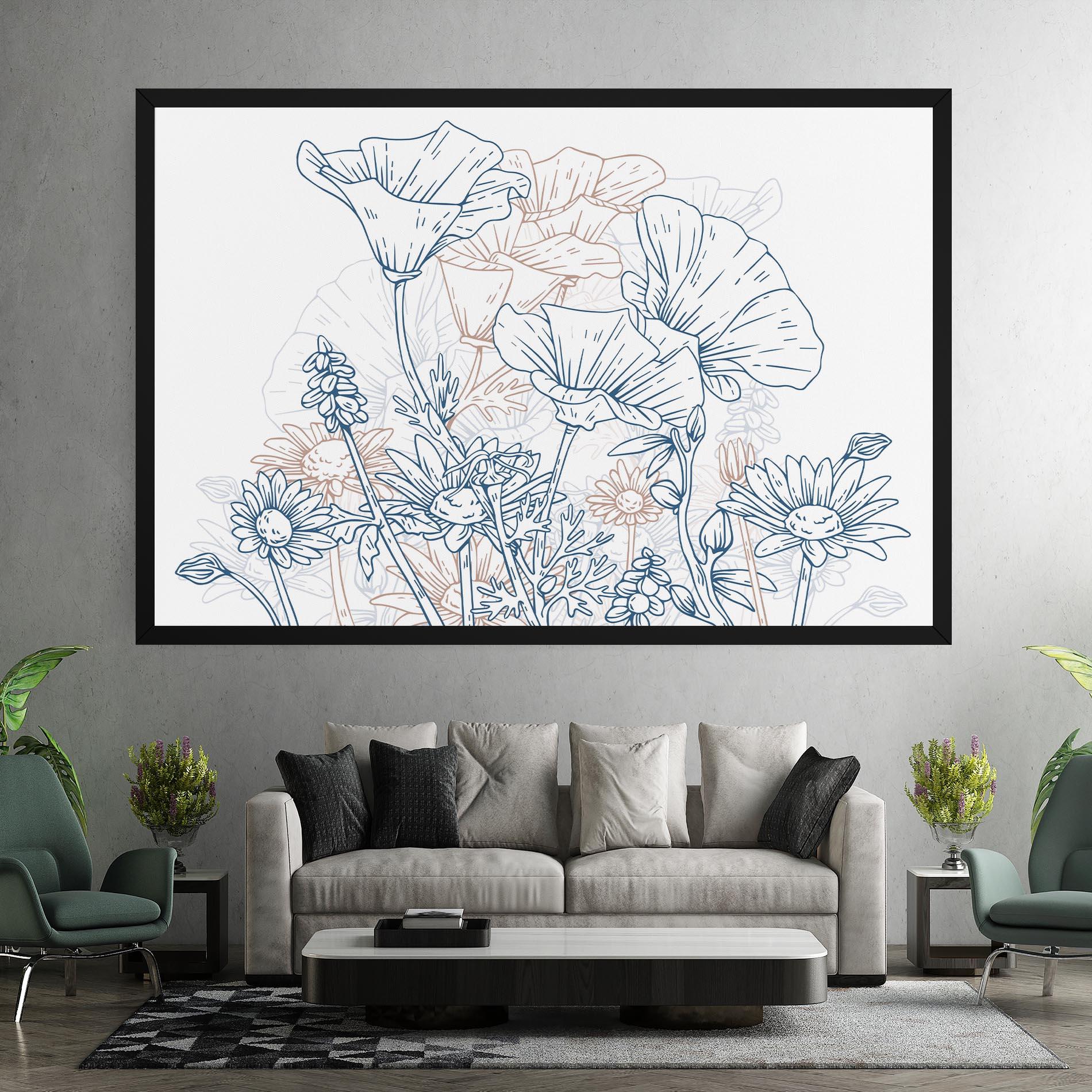 Tablou Canvas Cream Blue Line mockup 7