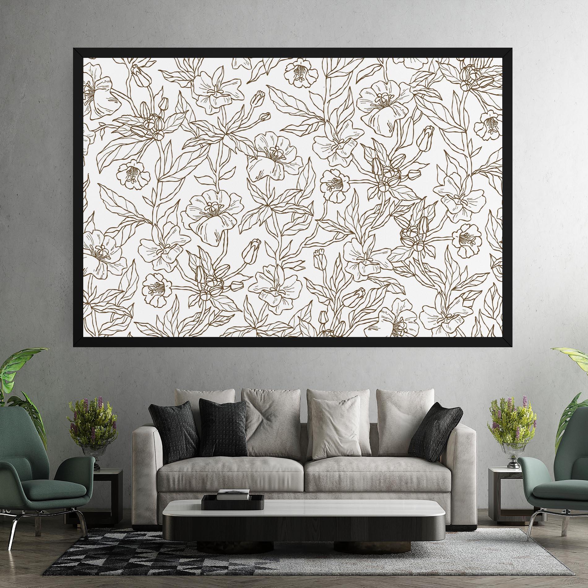 Tablou Canvas Cream Line Flowers mockup 7