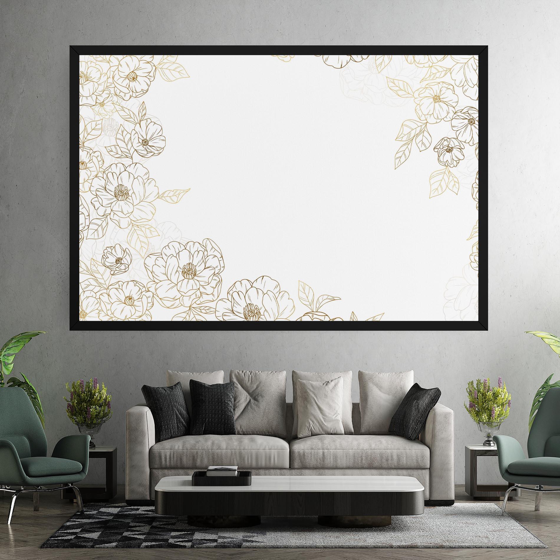 Tablou Canvas Flower Gold Line mockup 7