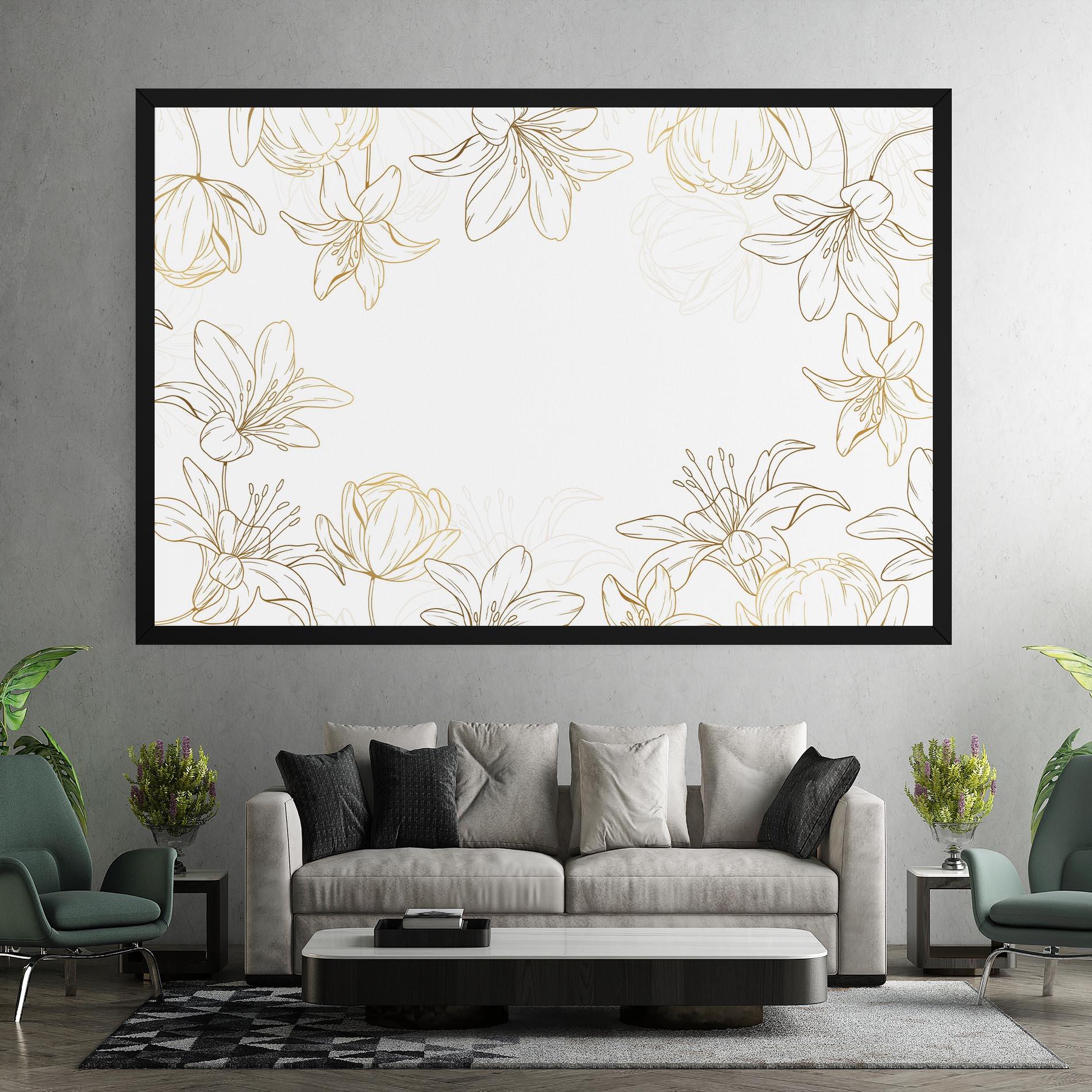 Tablou Canvas Gold Line Flower mockup 7