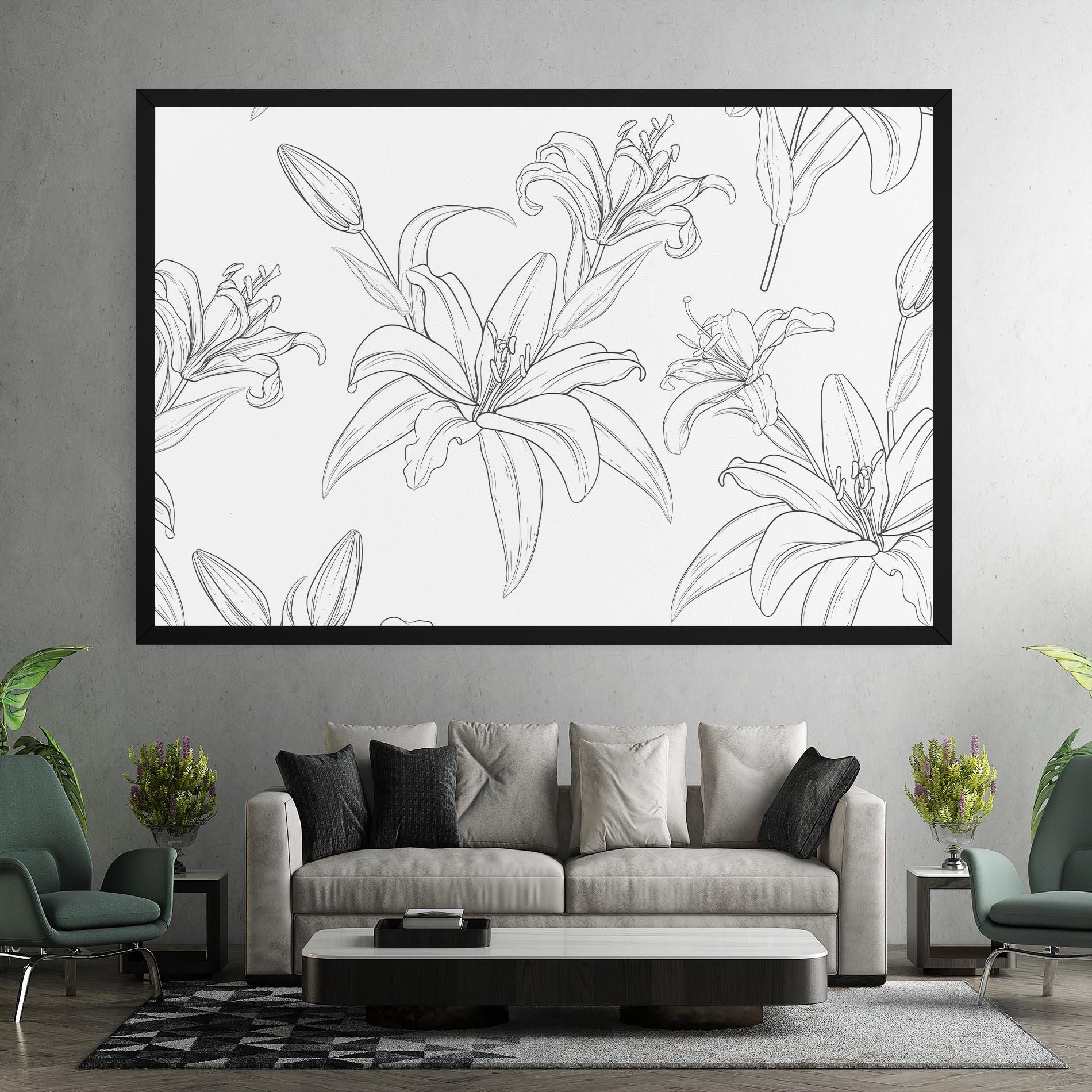 Tablou Canvas Grey Line Flower mockup 7