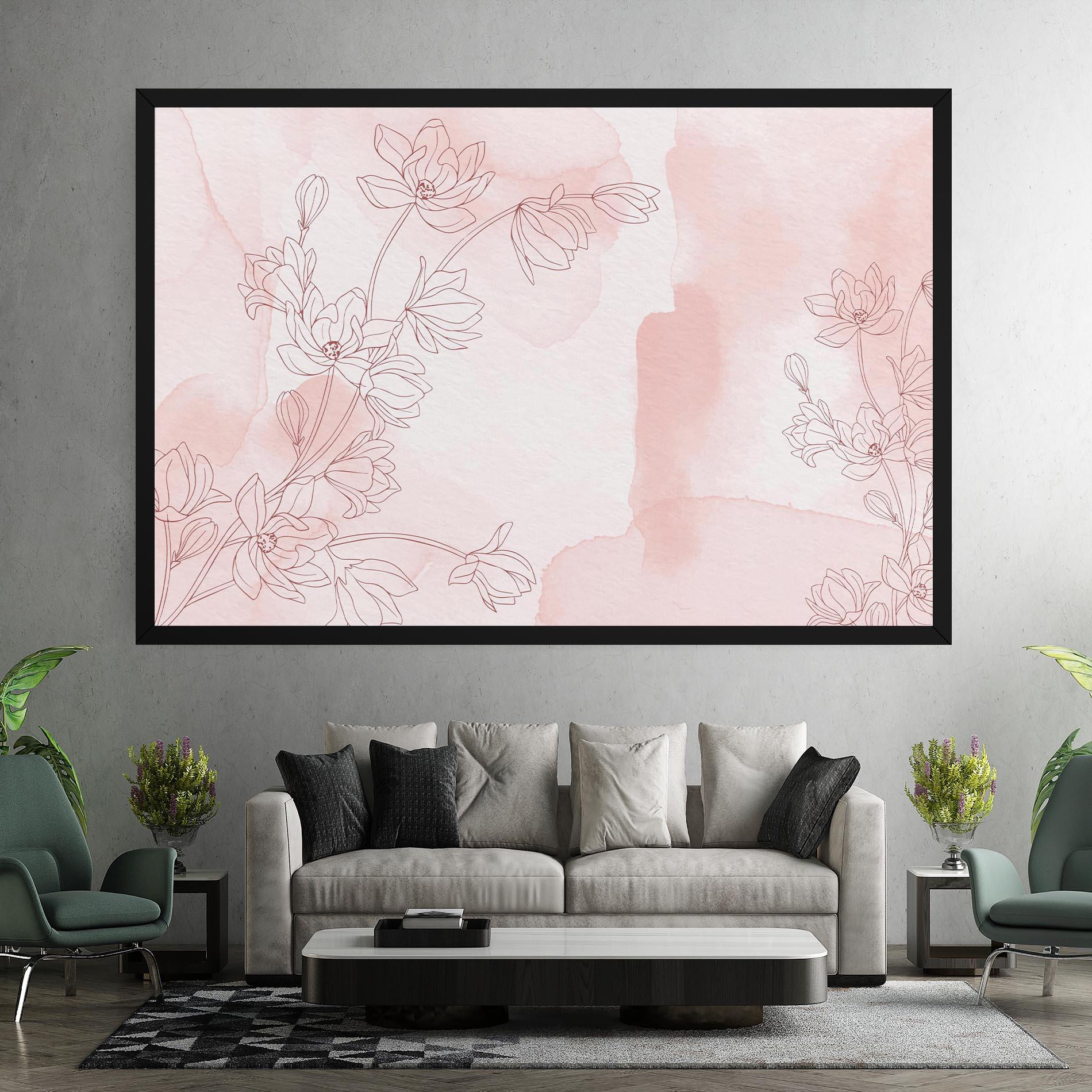 Tablou Canvas Pink Flower Line mockup 7
