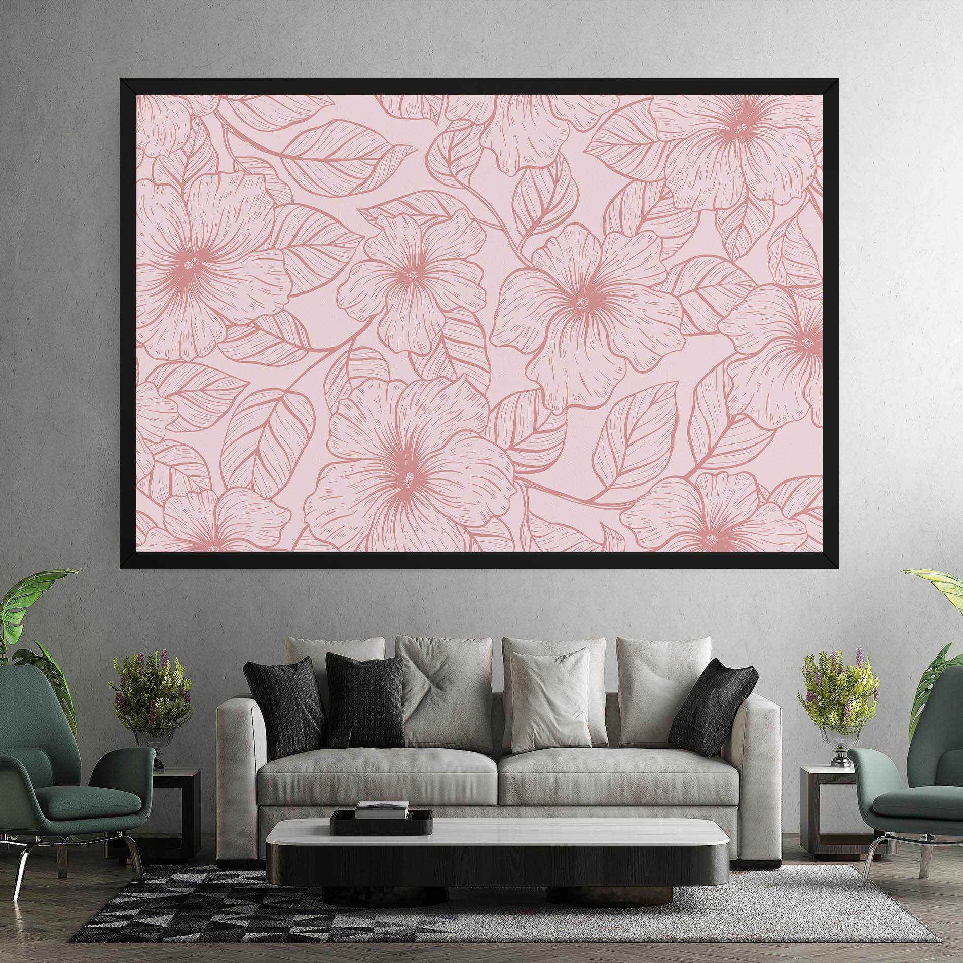 Tablou Canvas Pink Line Flower mockup 7