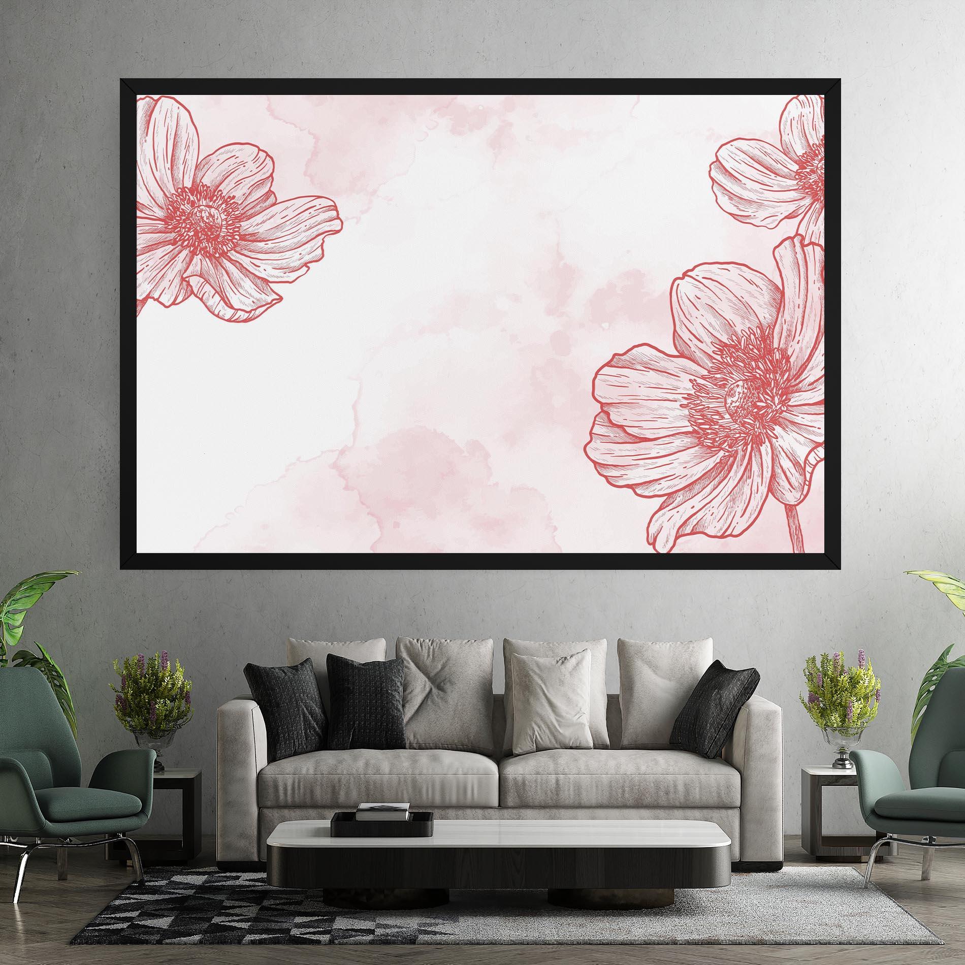 Tablou Canvas Red Flower Line mockup 7