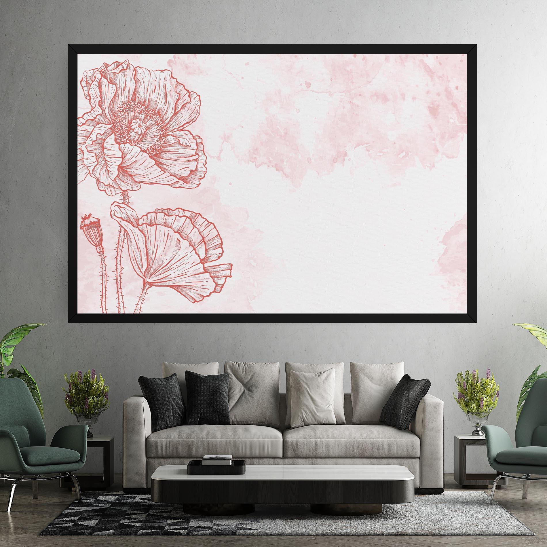 Tablou Canvas Red Poppy Line mockup 7