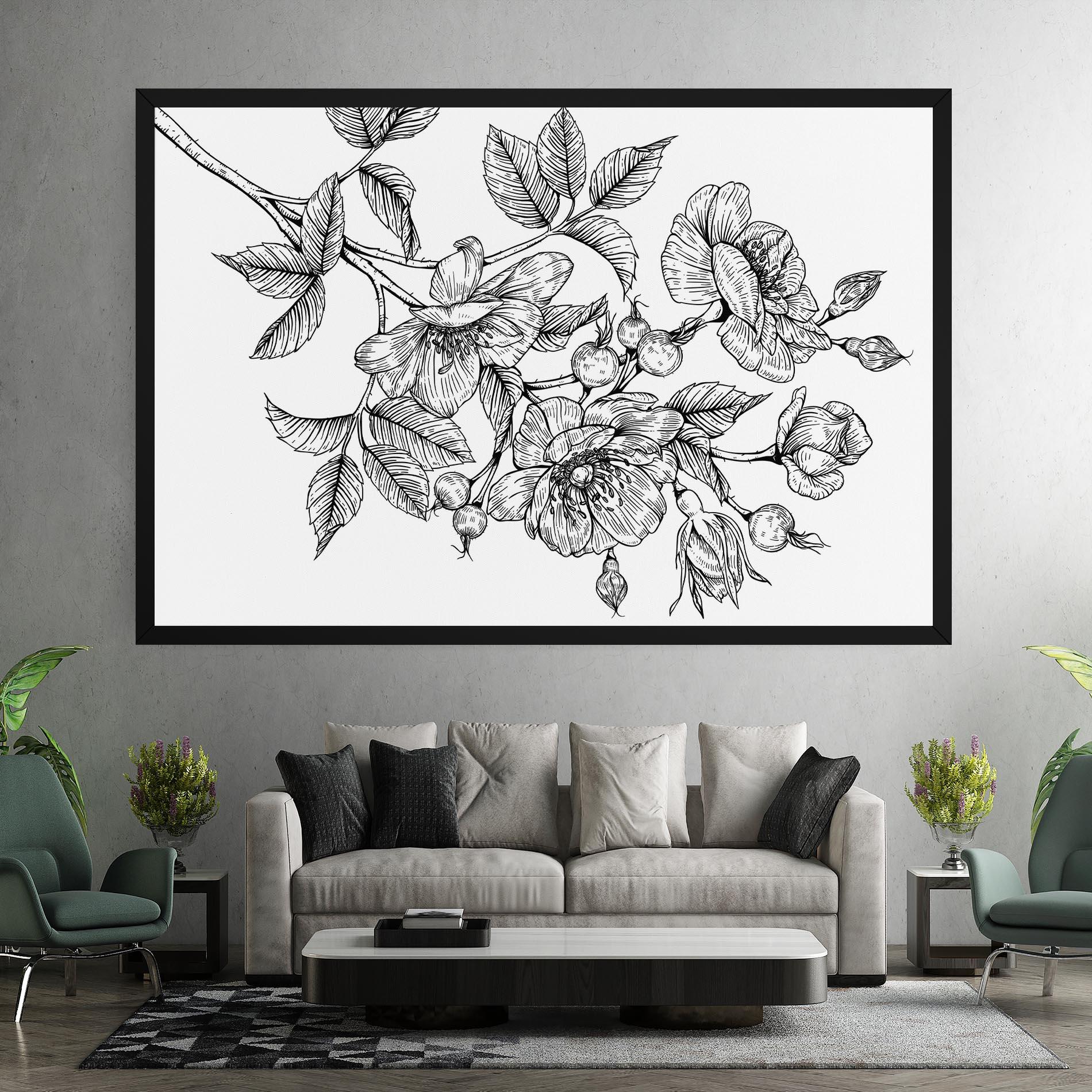 Tablou Canvas Rose Black Line mockup 7