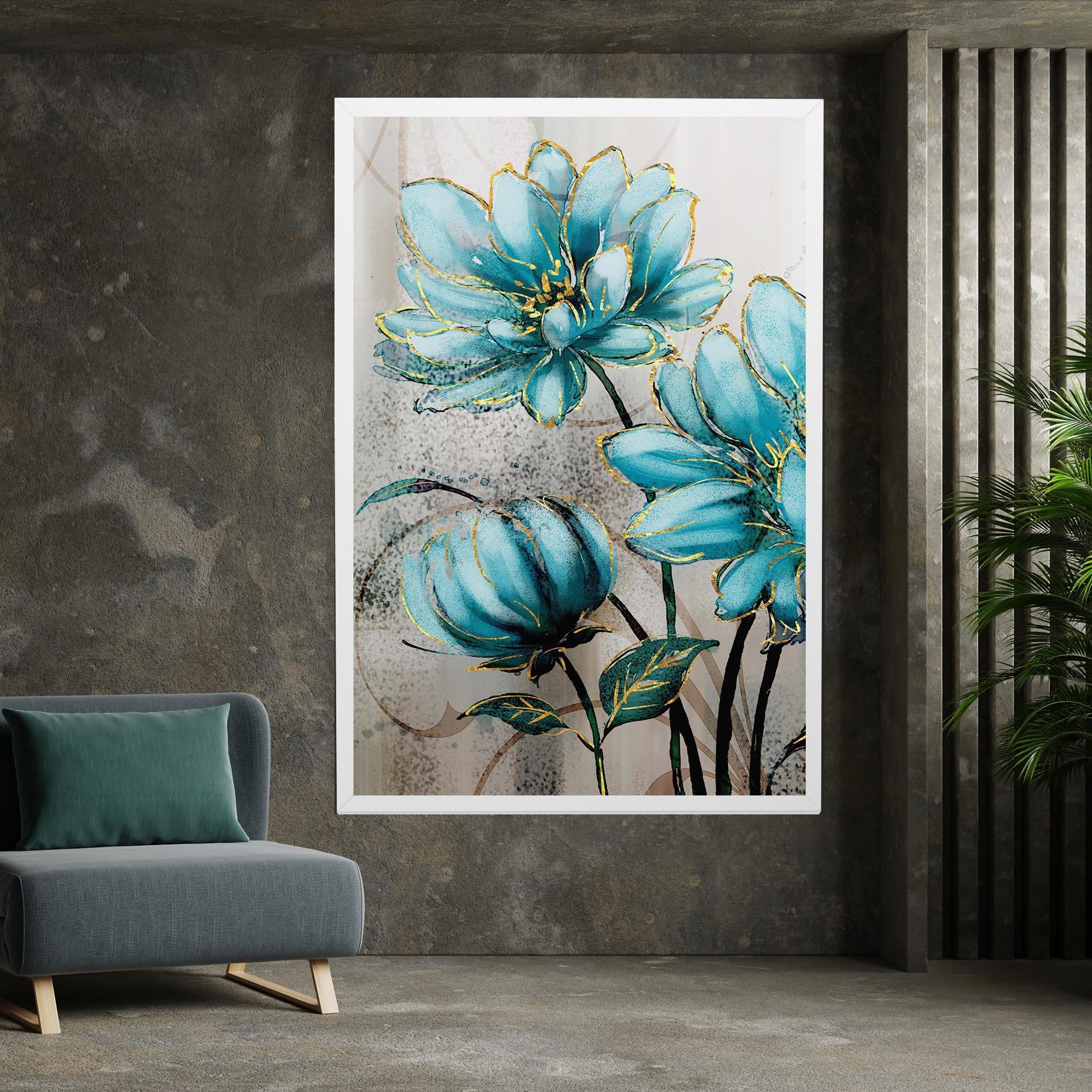 Tablou Canvas Bujori Albastri mockup 7