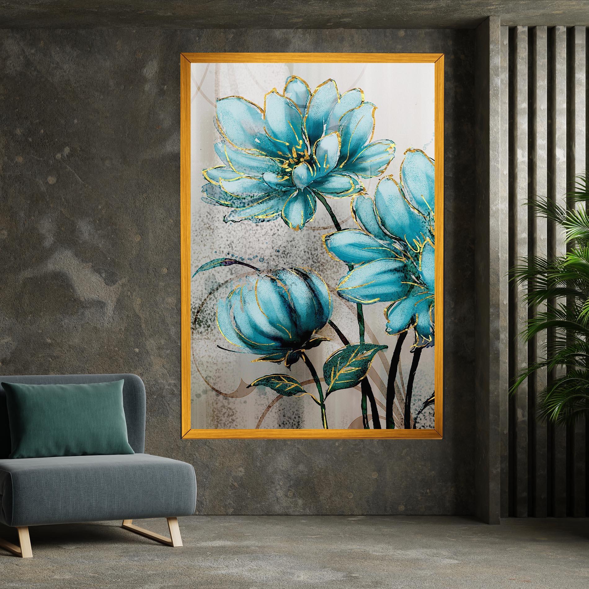 Tablou Canvas Bujori Albastri mockup 7